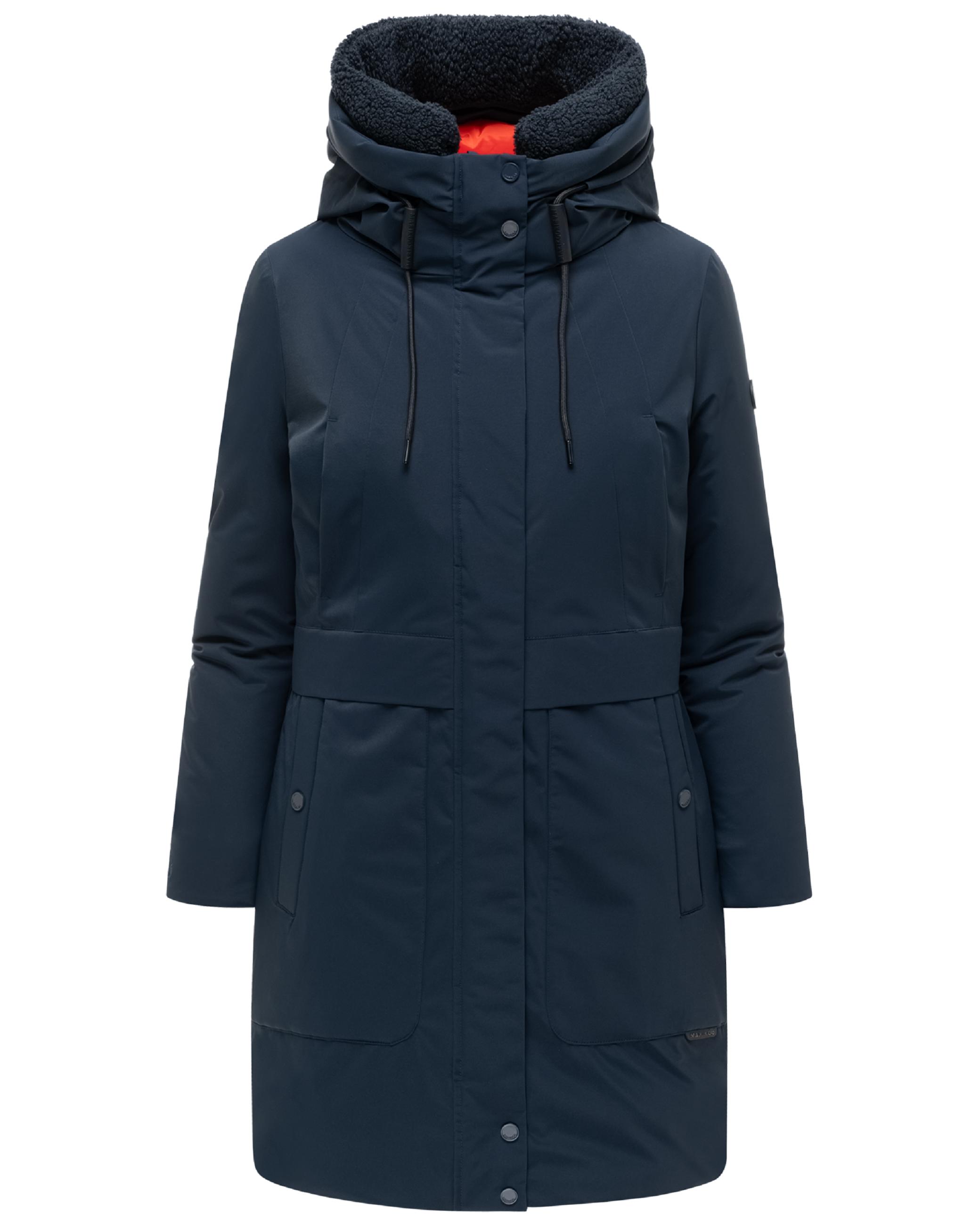 Warmer Damen Kurzmantel mit abnehmbarem Besatz "Pakaami 16" Navy