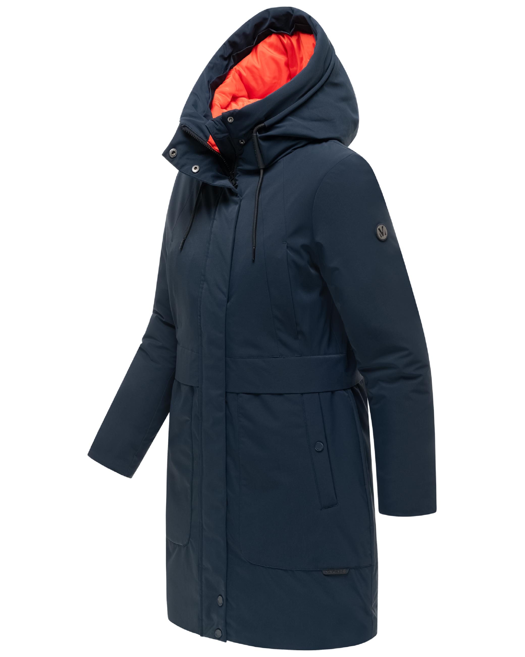 Warmer Damen Kurzmantel mit abnehmbarem Besatz "Pakaami 16" Navy