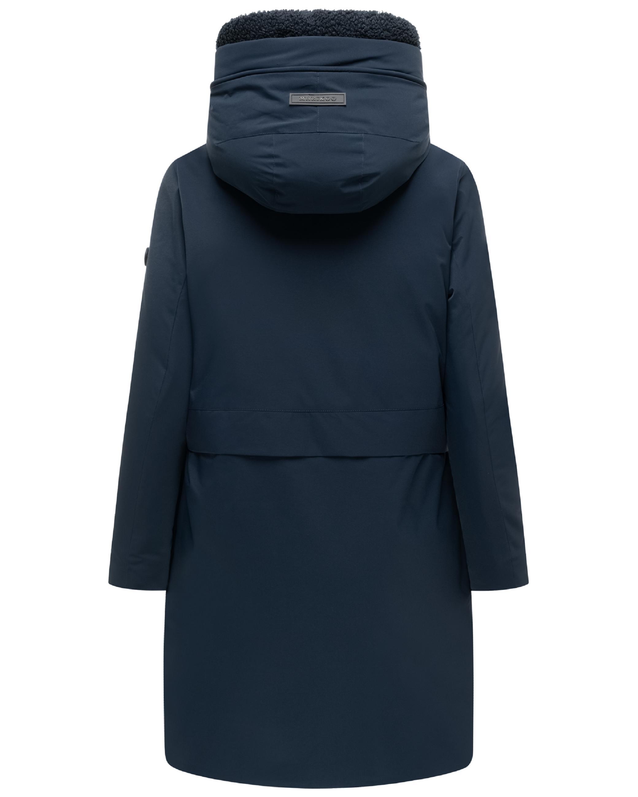 Warmer Damen Kurzmantel mit abnehmbarem Besatz "Pakaami 16" Navy