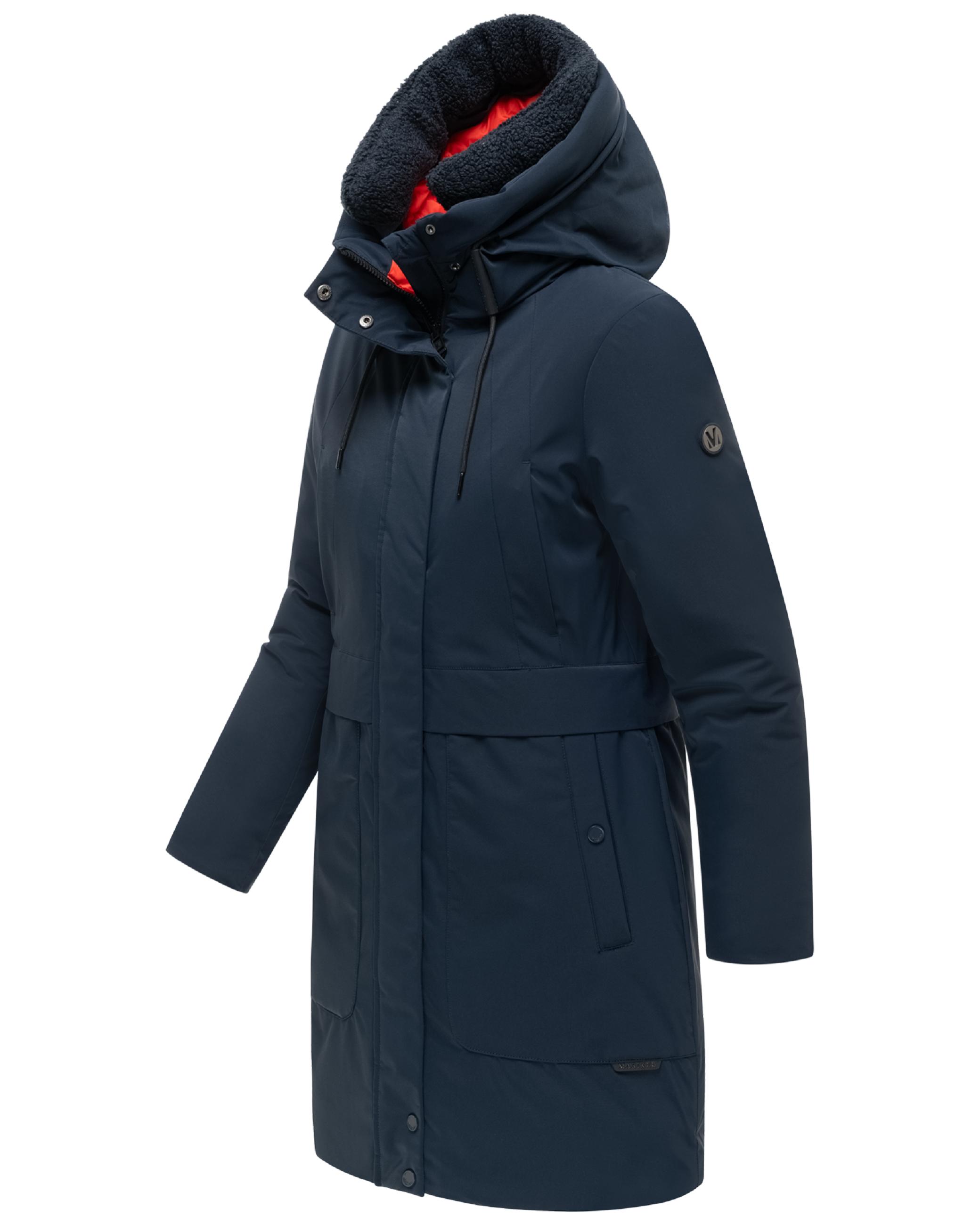 Warmer Damen Kurzmantel mit abnehmbarem Besatz "Pakaami 16" Navy
