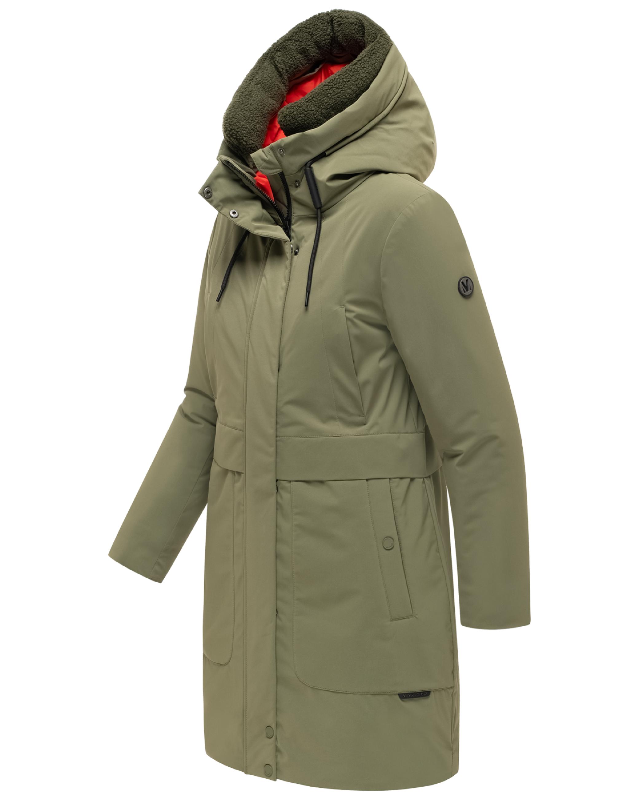 Warmer Damen Kurzmantel mit abnehmbarem Besatz "Pakaami 16" Olive Leaf