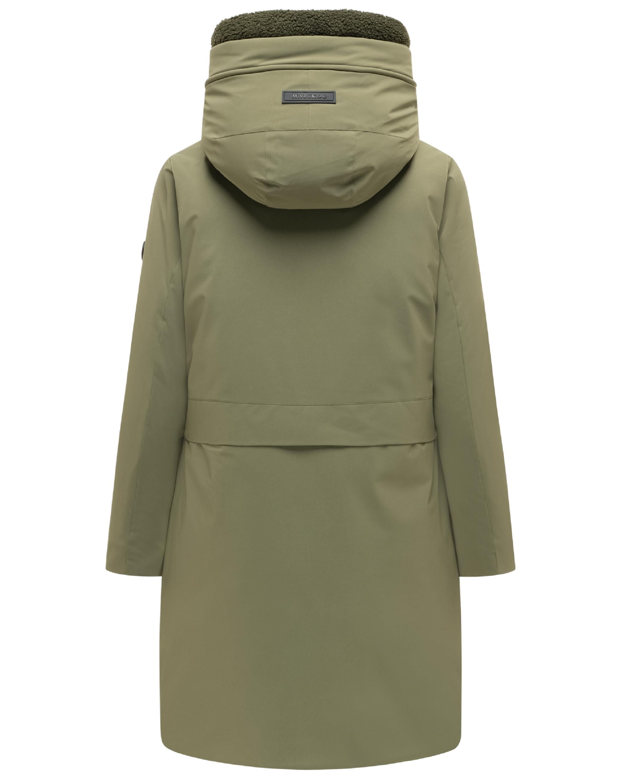 Warmer Damen Kurzmantel mit abnehmbarem Besatz "Pakaami 16" Olive Leaf