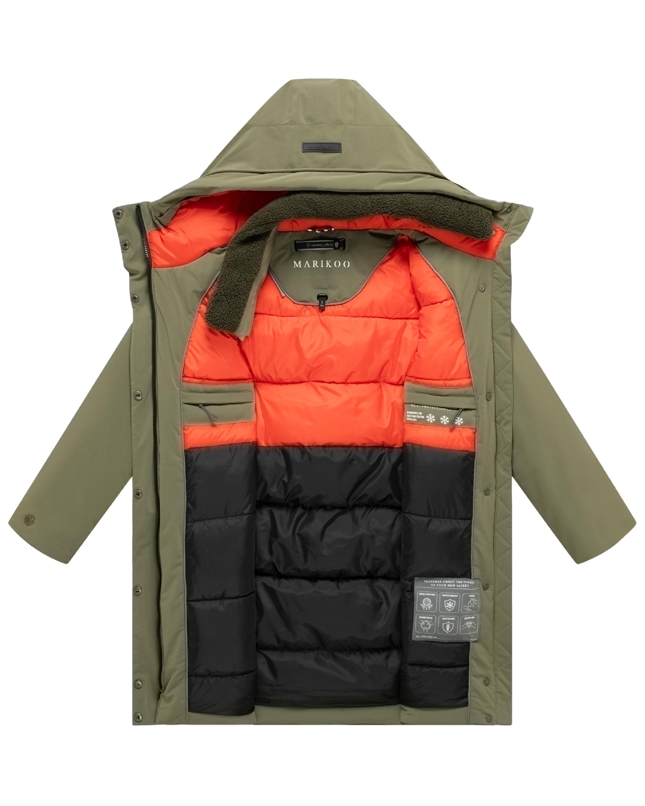 Warmer Damen Kurzmantel mit abnehmbarem Besatz "Pakaami 16" Olive Leaf