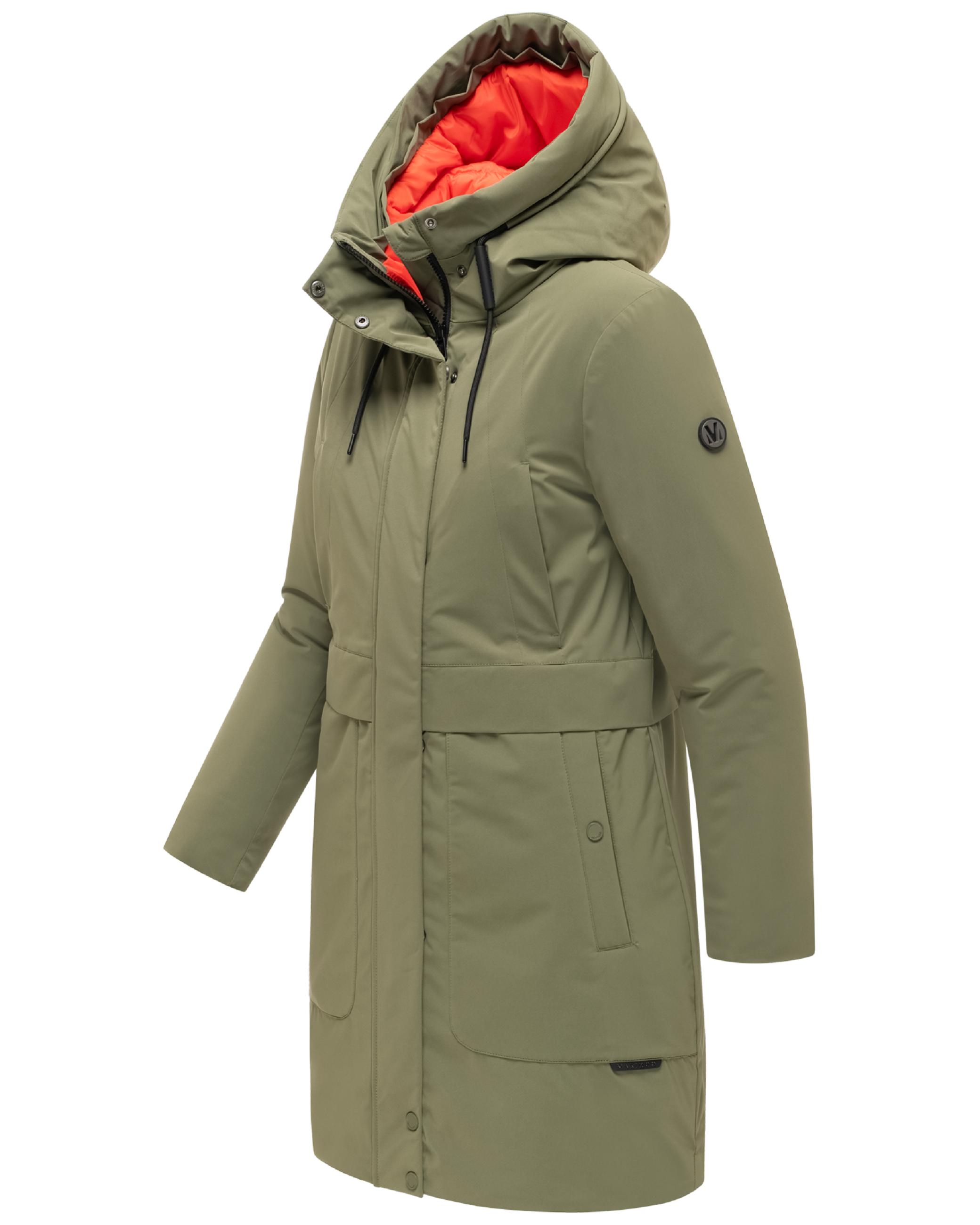 Warmer Damen Kurzmantel mit abnehmbarem Besatz "Pakaami 16" Olive Leaf