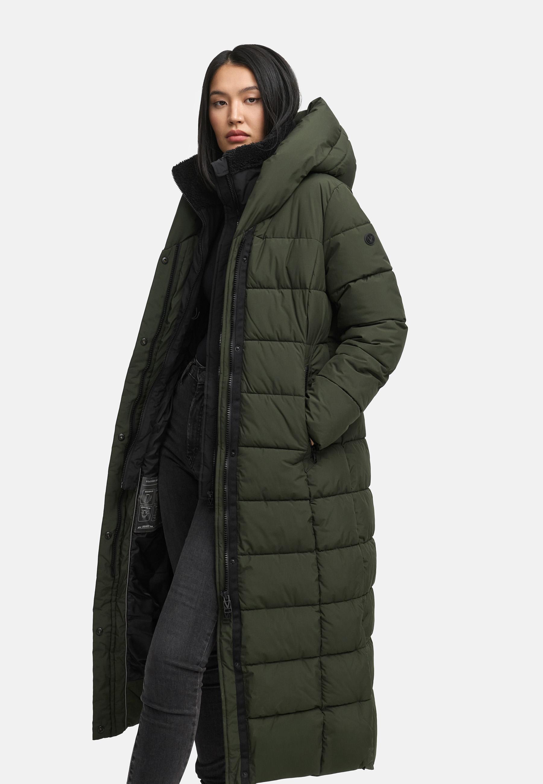 Extra-langer Steppmantel "Pakoraa 16" Dark Olive