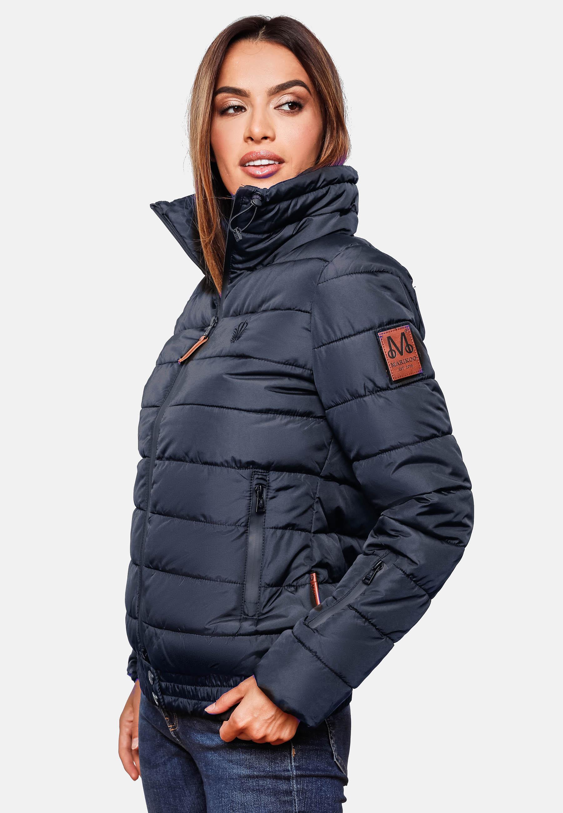 Kurze Winter Steppjacke mit Kapuze "Poison" Blau