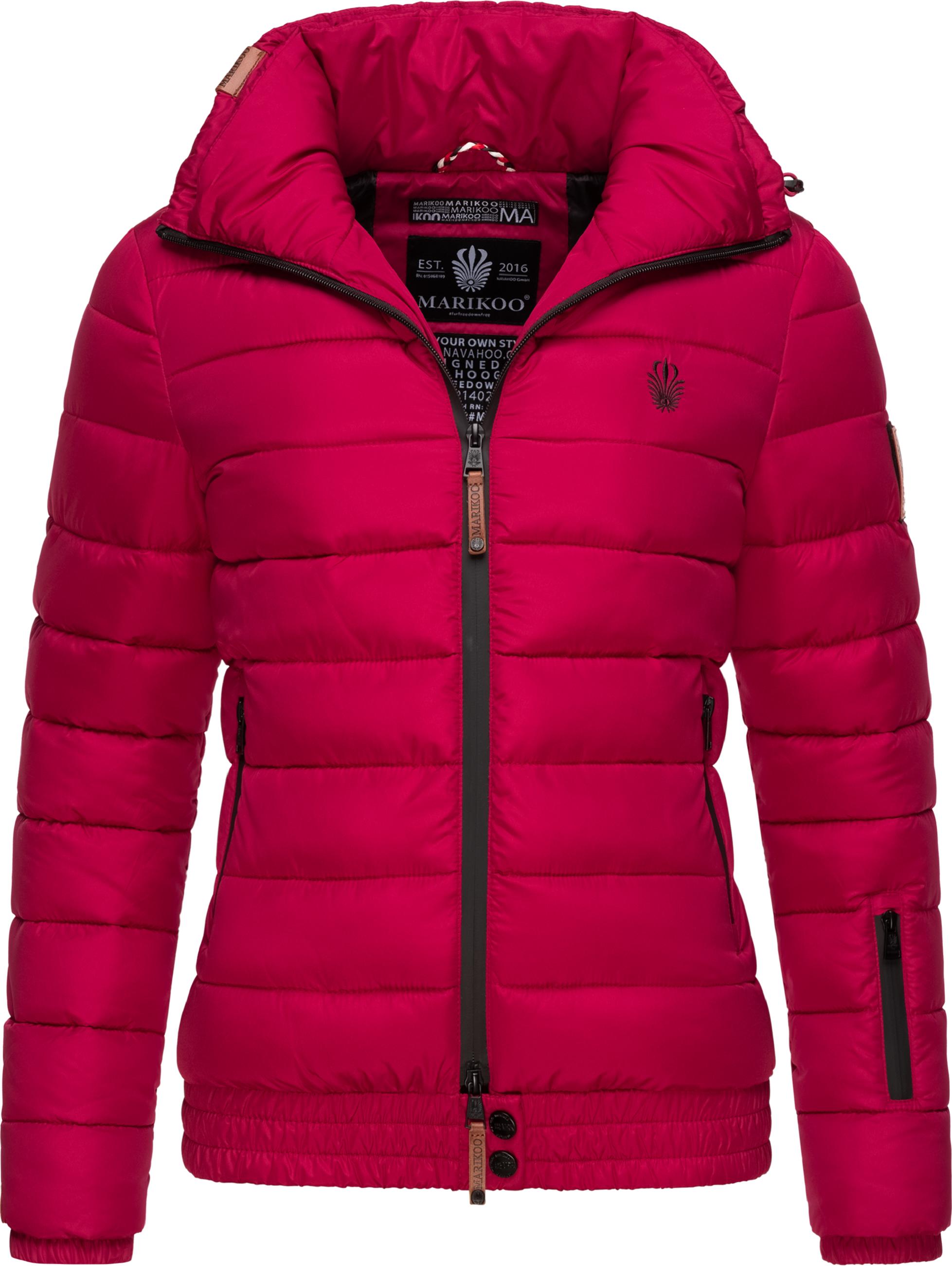 Kurze Winter Steppjacke mit Kapuze "Poison" Fuchsia