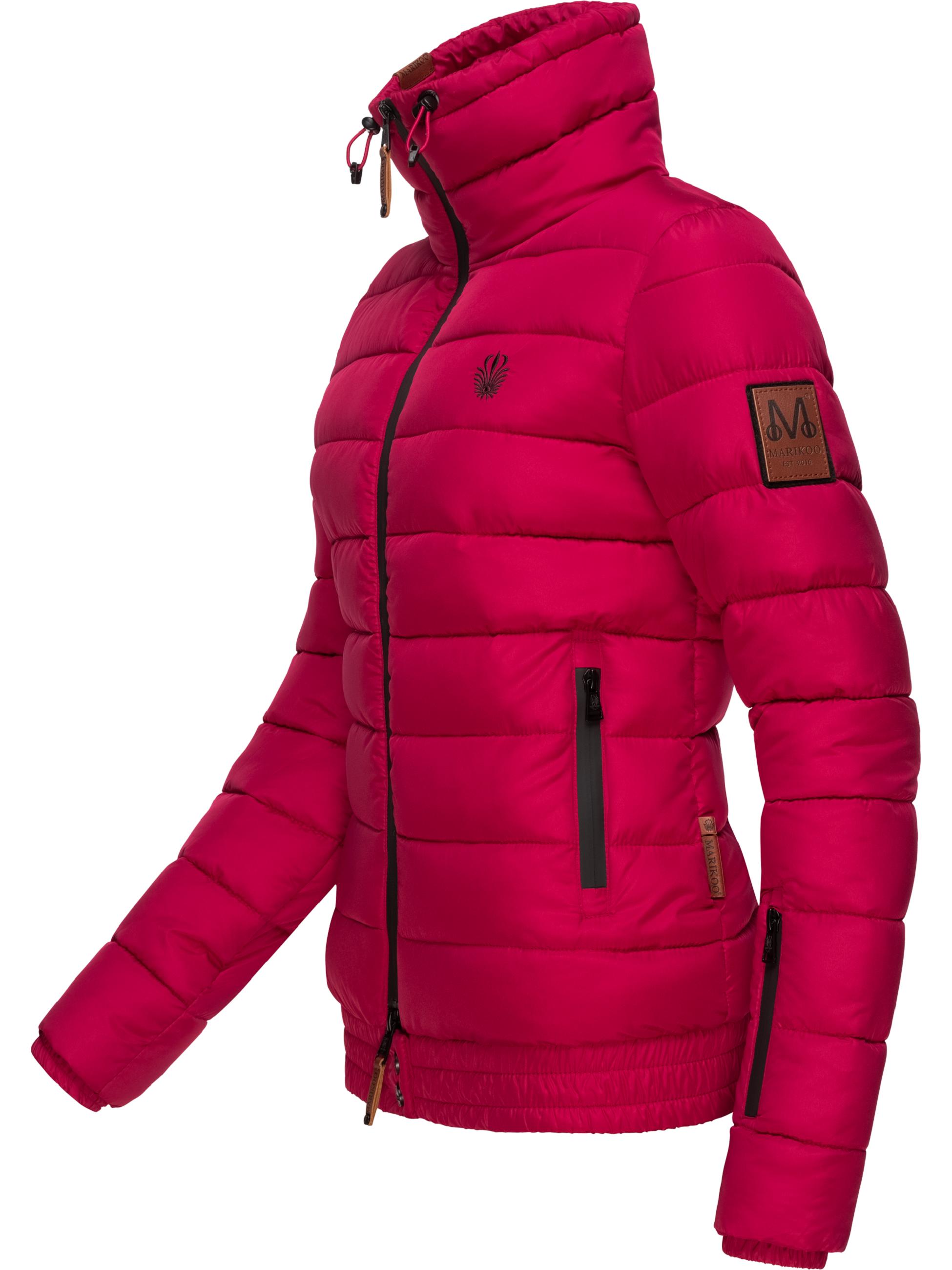 Kurze Winter Steppjacke mit Kapuze "Poison" Fuchsia