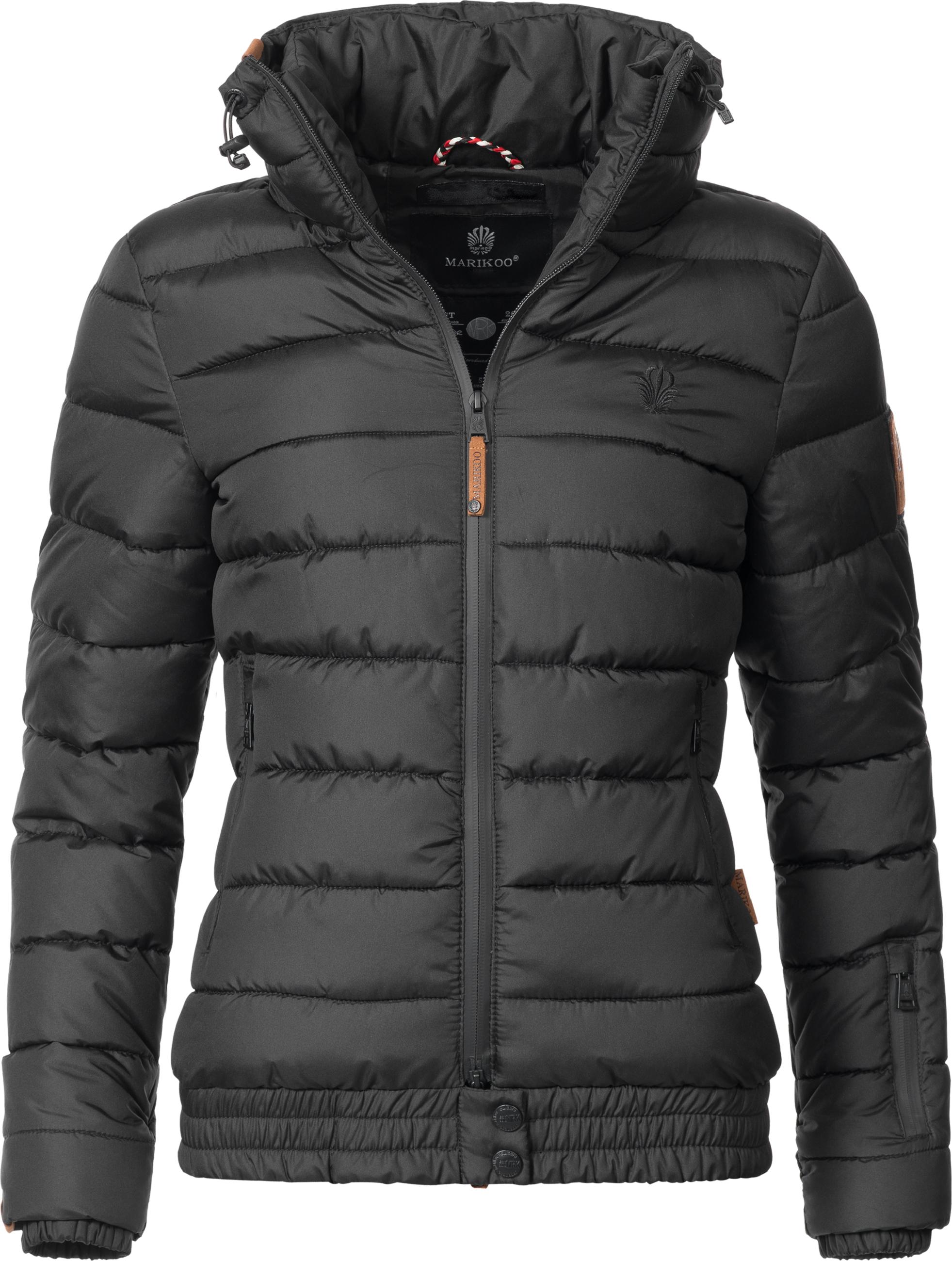 Kurze Winter Steppjacke mit Kapuze "Poison" Schwarz