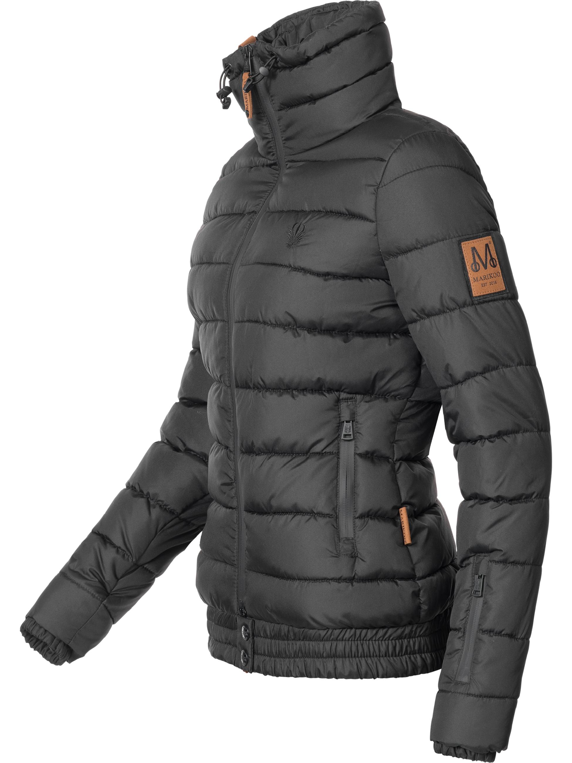 Kurze Winter Steppjacke mit Kapuze "Poison" Schwarz