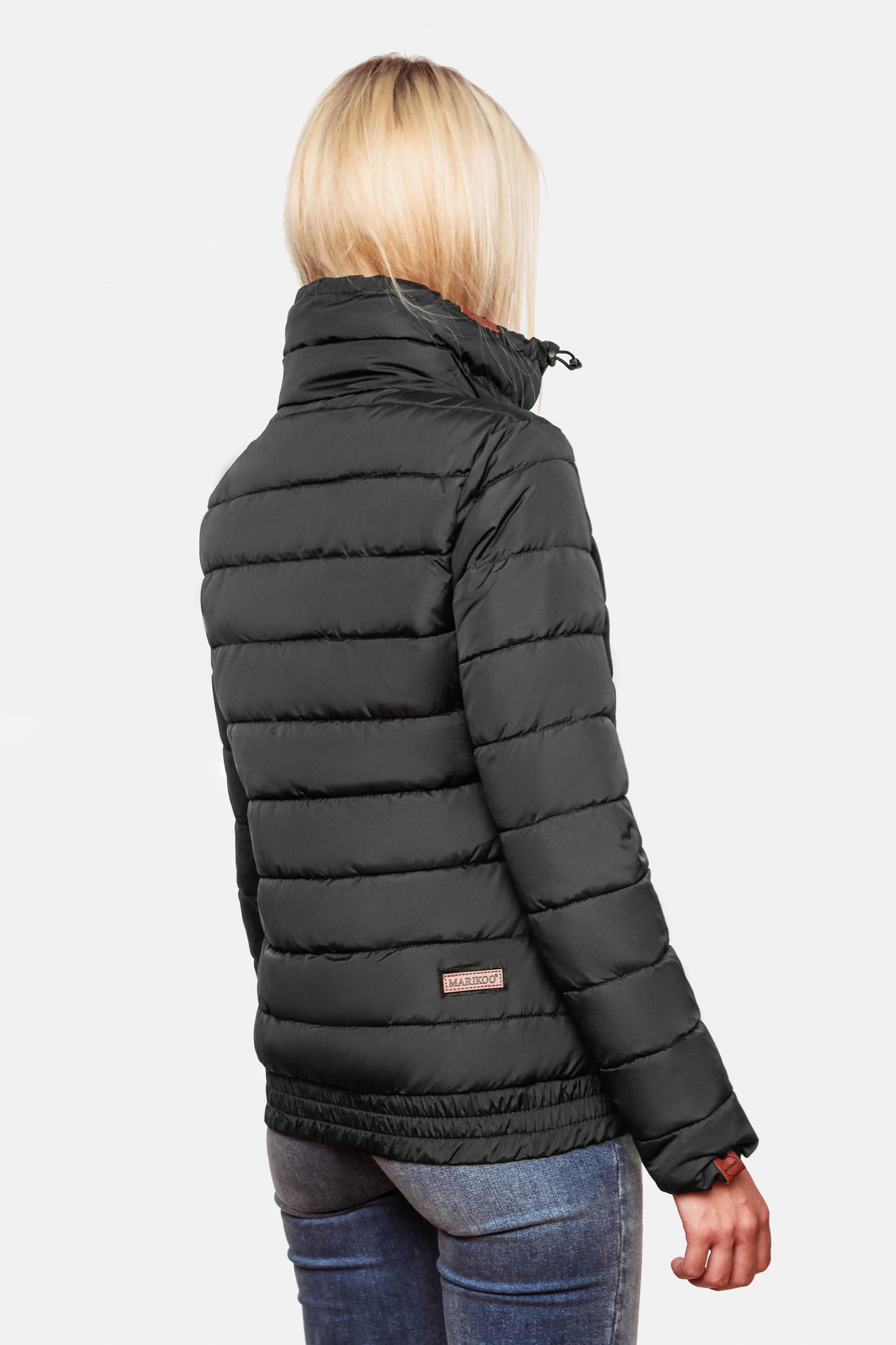 Kurze Winter Steppjacke mit Kapuze "Poison" Schwarz