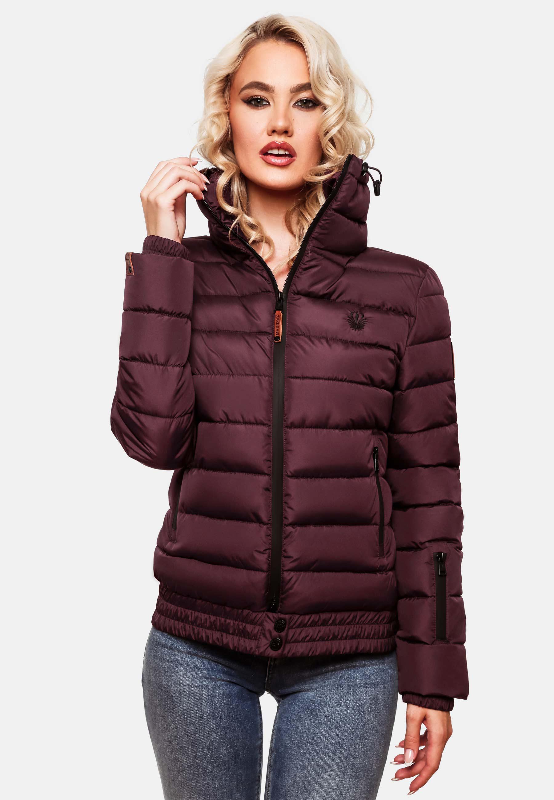 Kurze Winter Steppjacke mit Kapuze "Poison" Wine