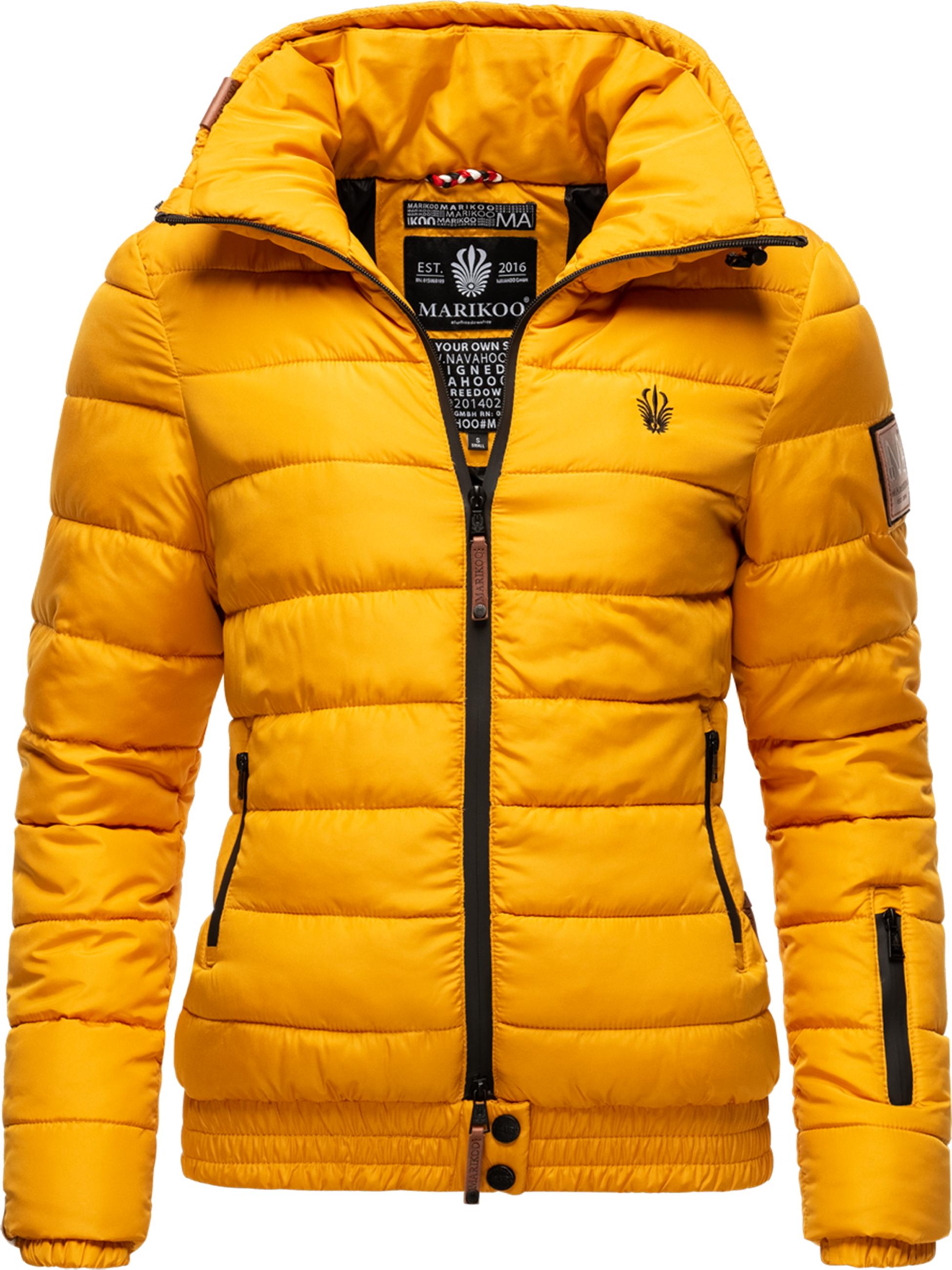 Kurze Winter Steppjacke mit Kapuze "Poison" Yellow