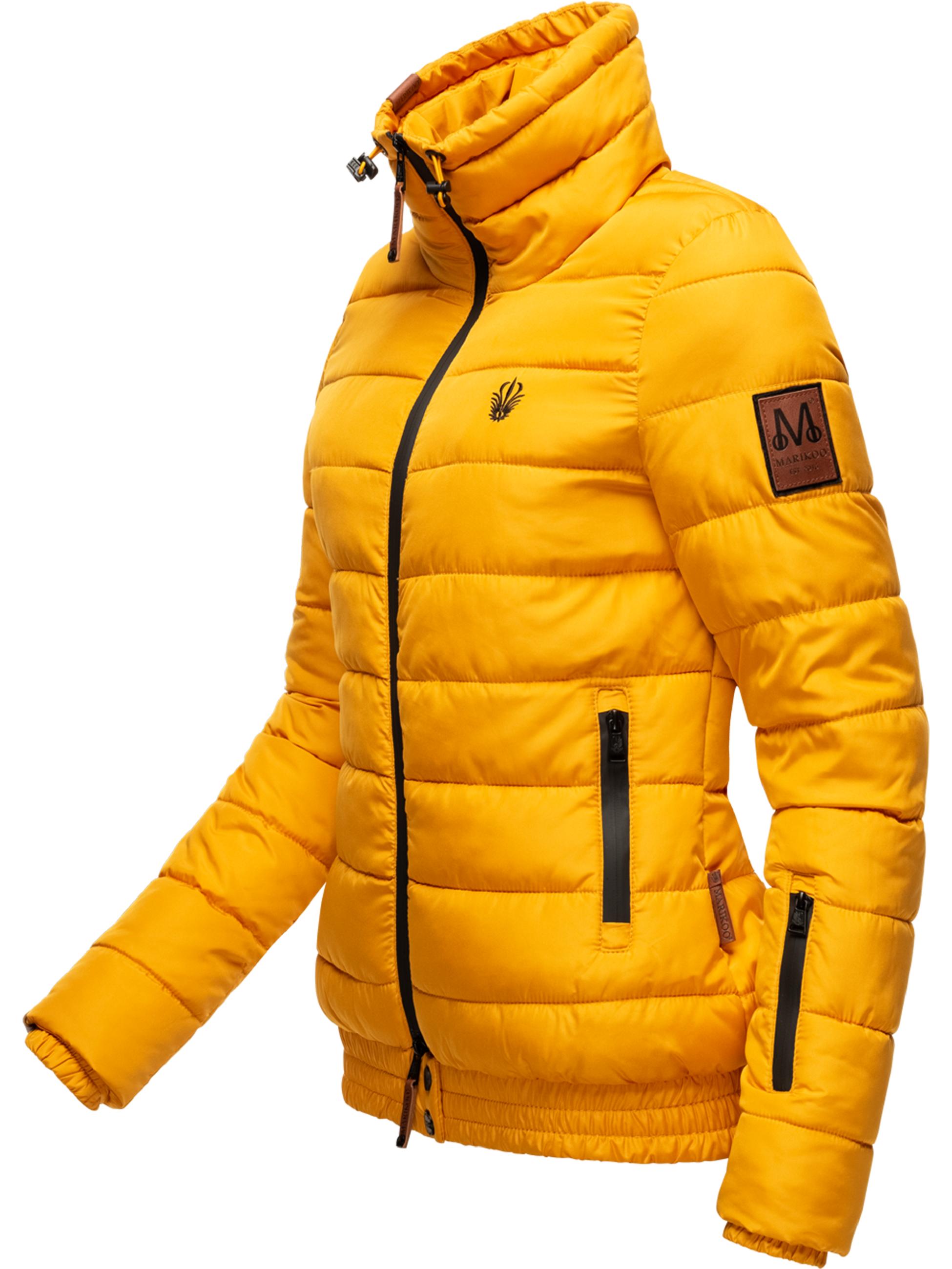 Kurze Winter Steppjacke mit Kapuze "Poison" Yellow