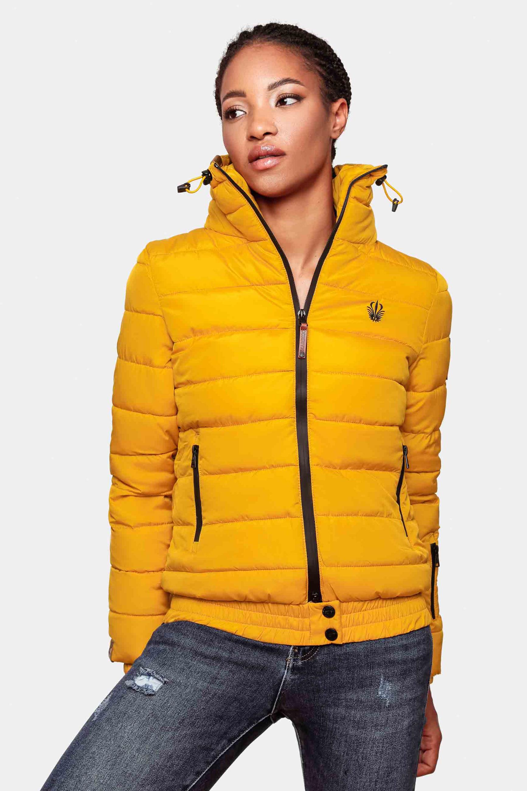 Kurze Winter Steppjacke mit Kapuze "Poison" Yellow