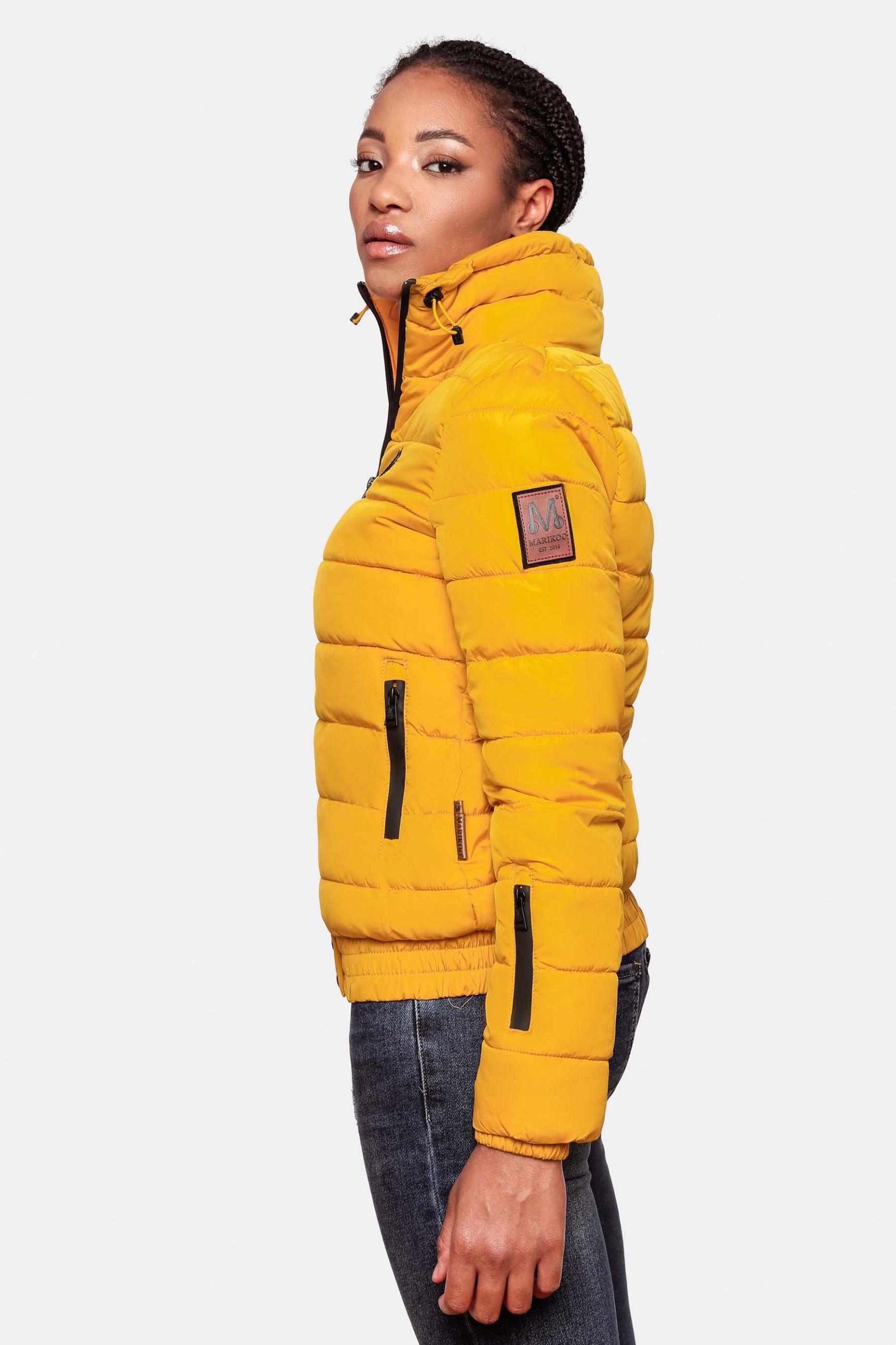 Kurze Winter Steppjacke mit Kapuze "Poison" Yellow