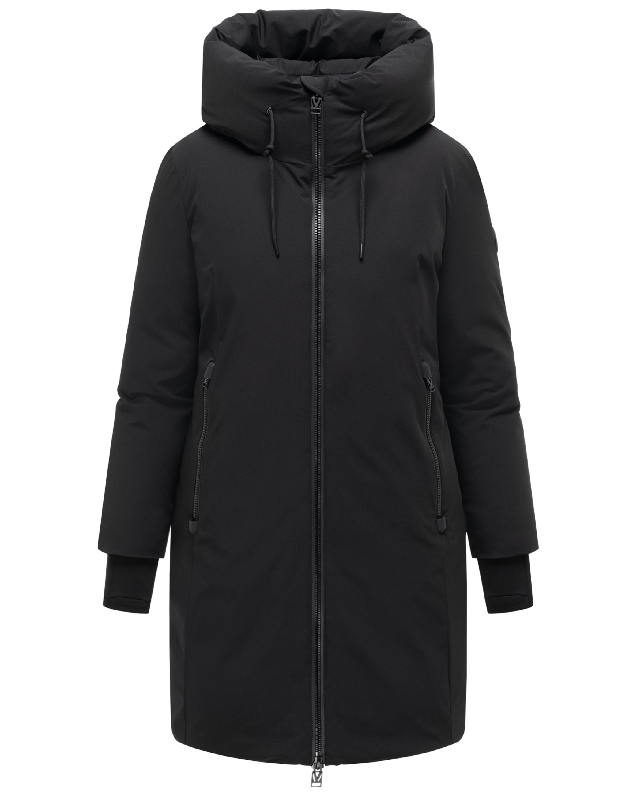 Warmer Damen Steppmantel mit verstellbarer Kapuze "Polarhäschen 16" Black