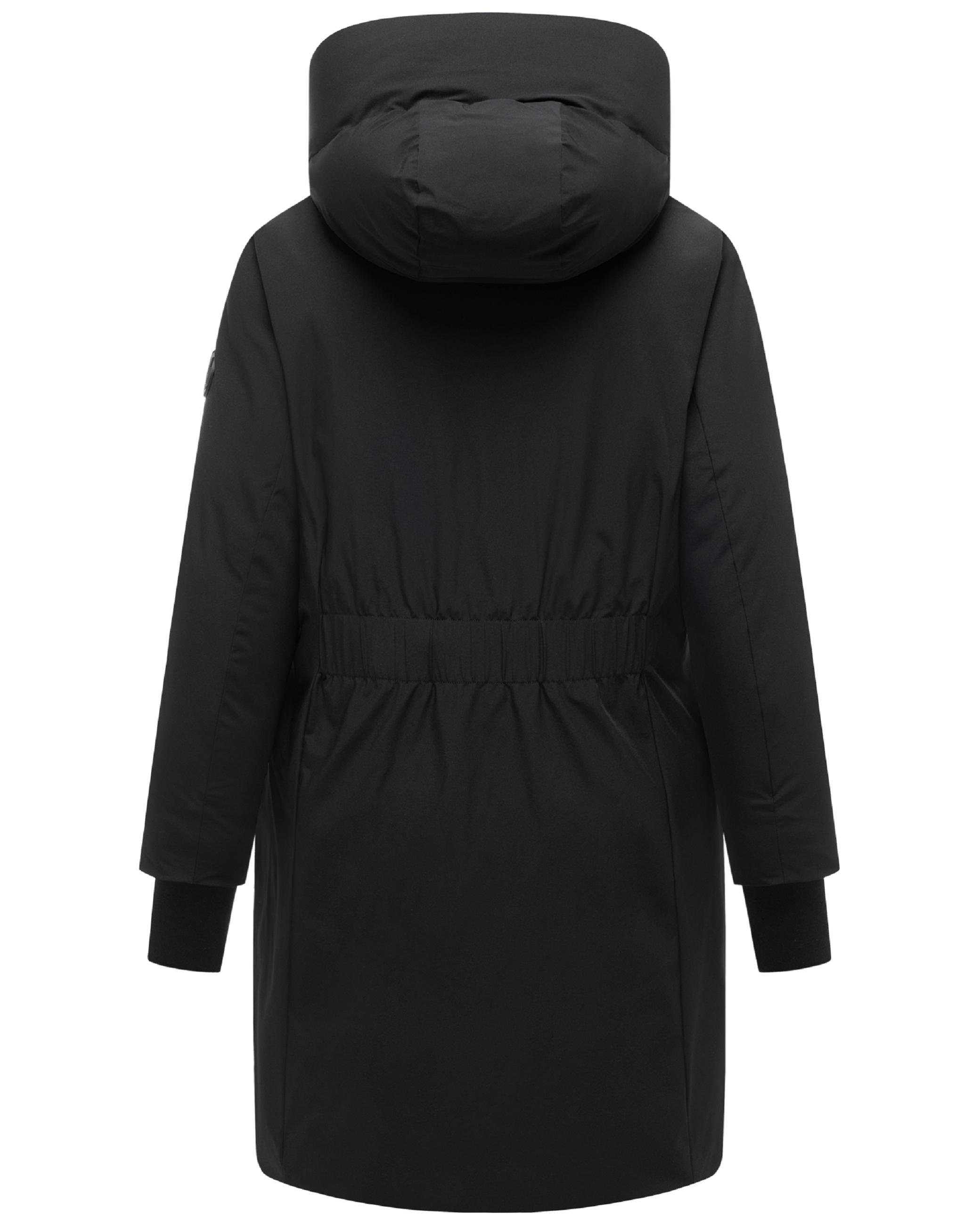 Warmer Damen Steppmantel mit verstellbarer Kapuze "Polarhäschen 16" Black