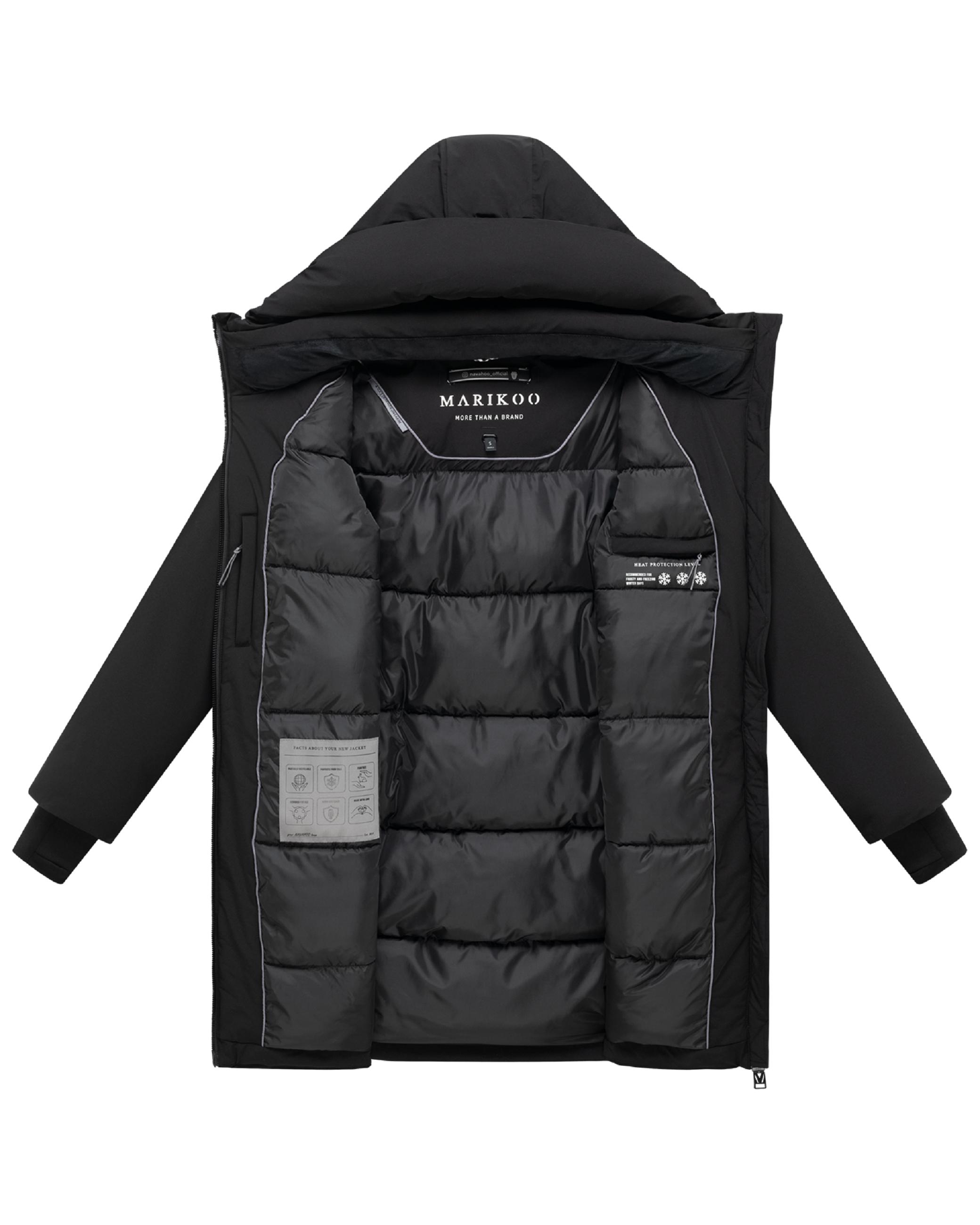 Warmer Damen Steppmantel mit verstellbarer Kapuze "Polarhäschen 16" Black