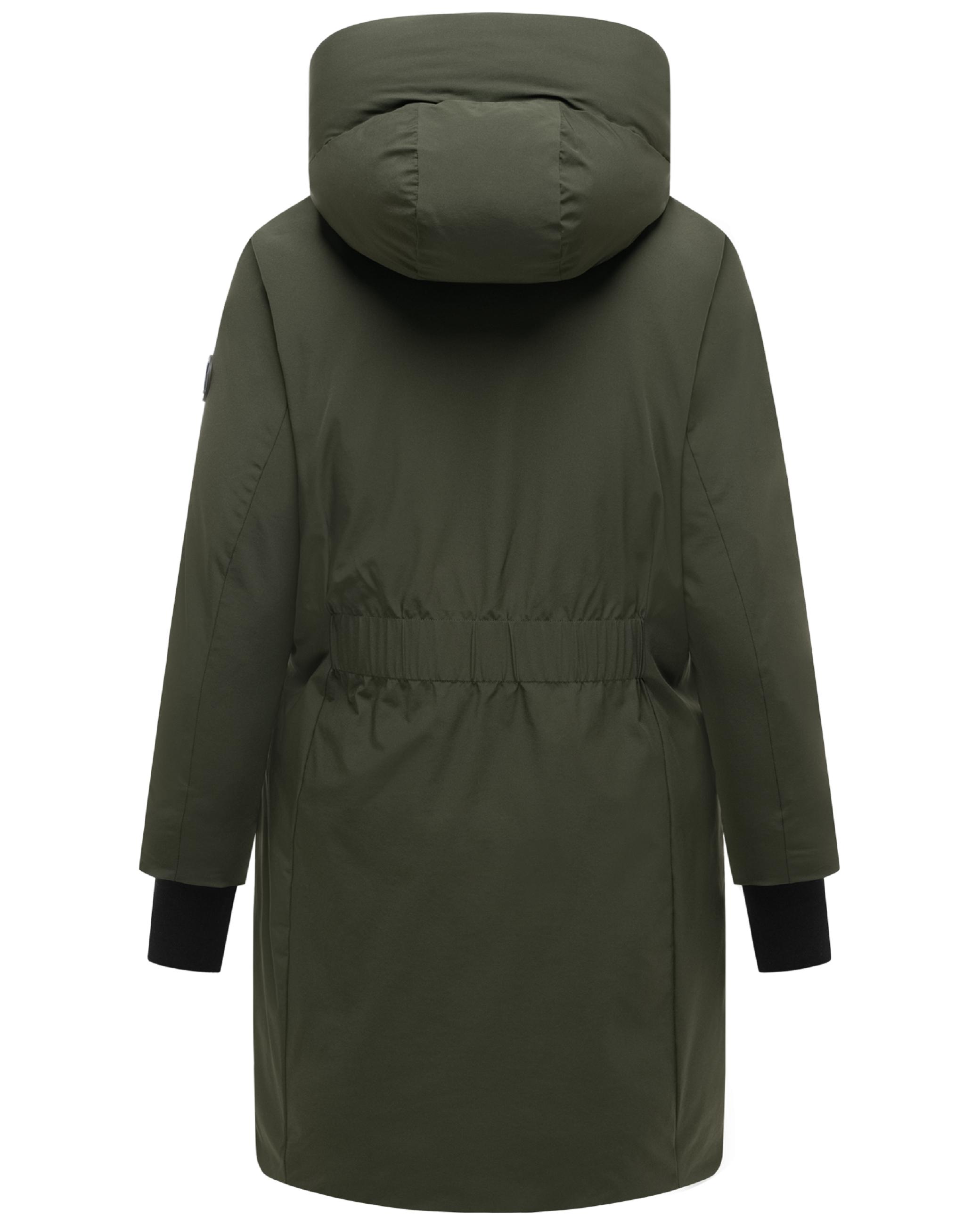Warmer Damen Steppmantel mit verstellbarer Kapuze "Polarhäschen 16" Dark Olive