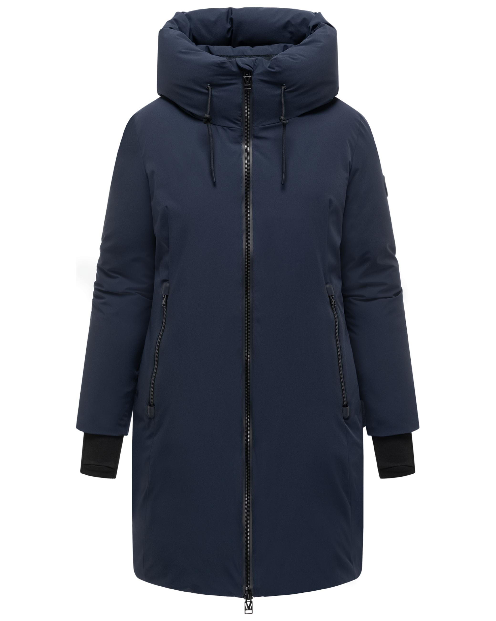 Warmer Damen Steppmantel mit verstellbarer Kapuze "Polarhäschen 16" Navy