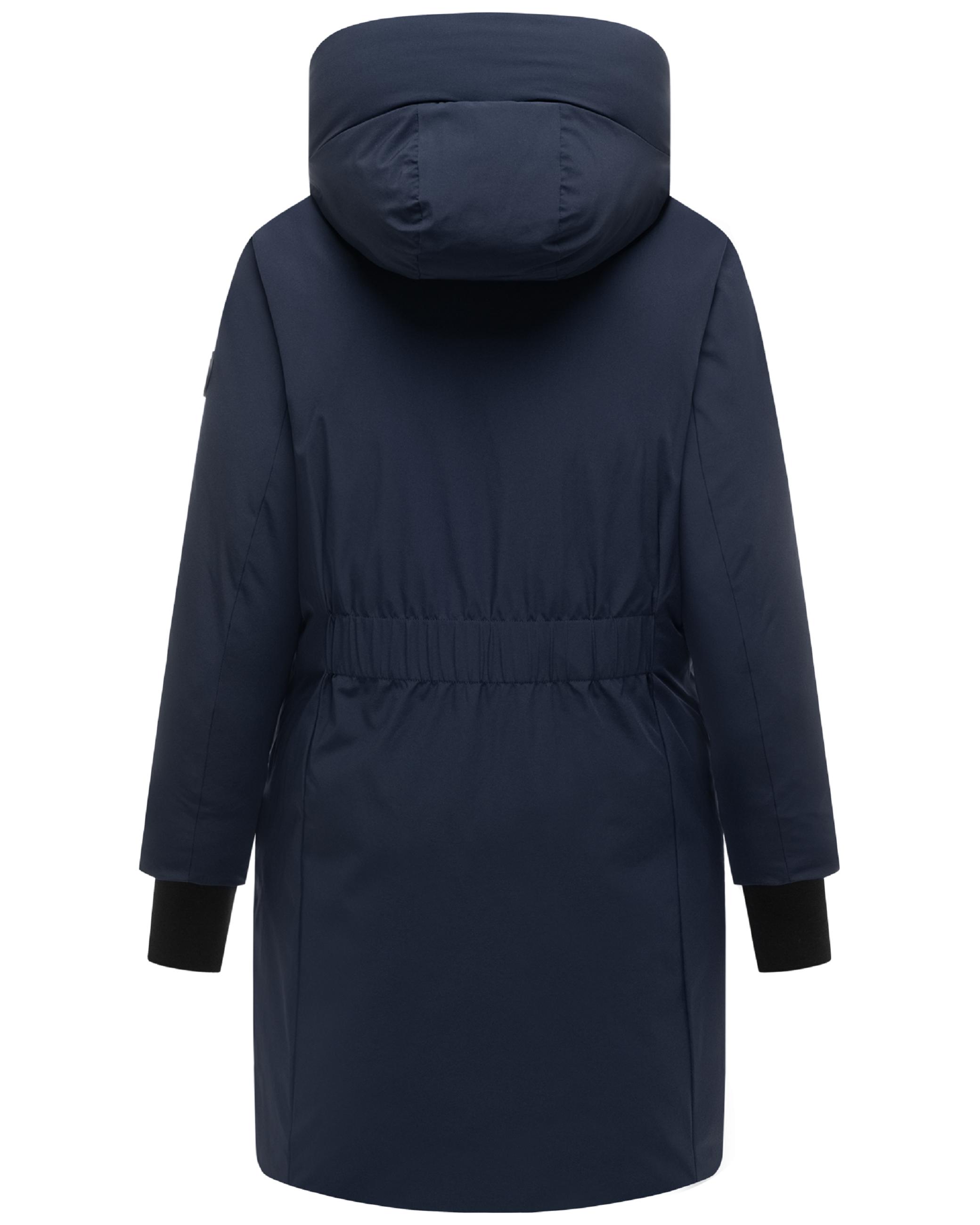 Warmer Damen Steppmantel mit verstellbarer Kapuze "Polarhäschen 16" Navy