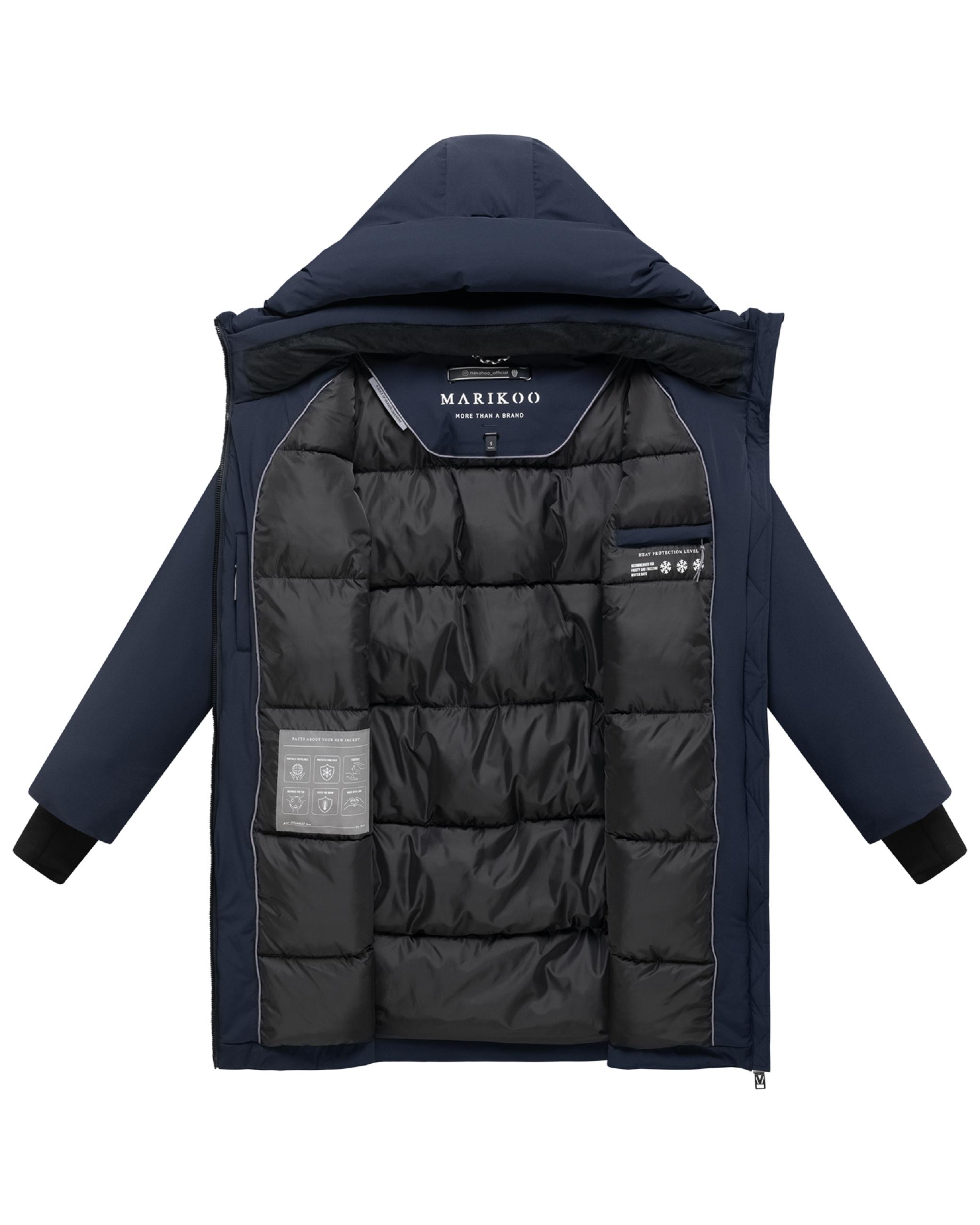 Warmer Damen Steppmantel mit verstellbarer Kapuze "Polarhäschen 16" Navy