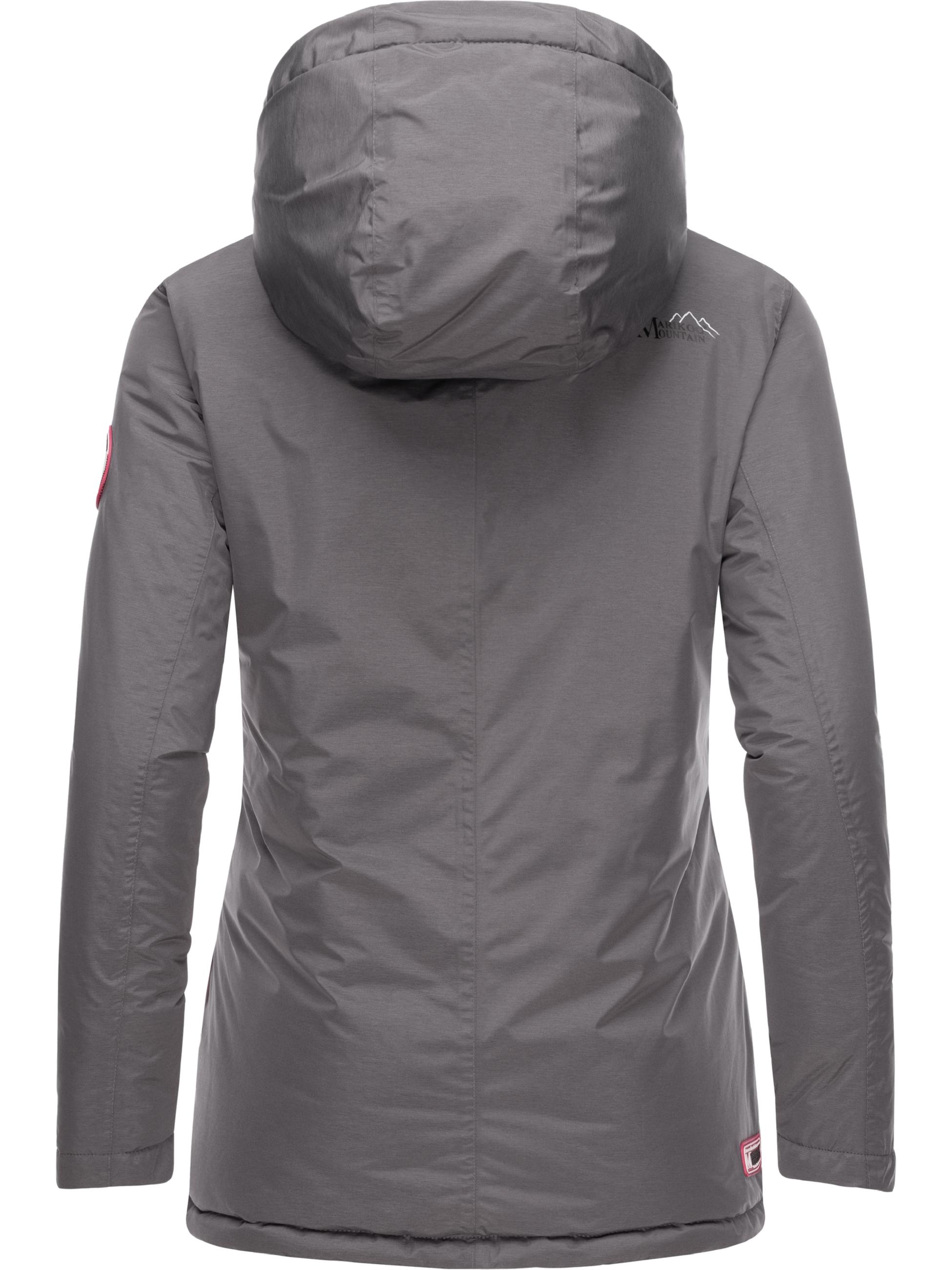 Lange Winterjacke mit Kapuze "Rabeaa" Grey