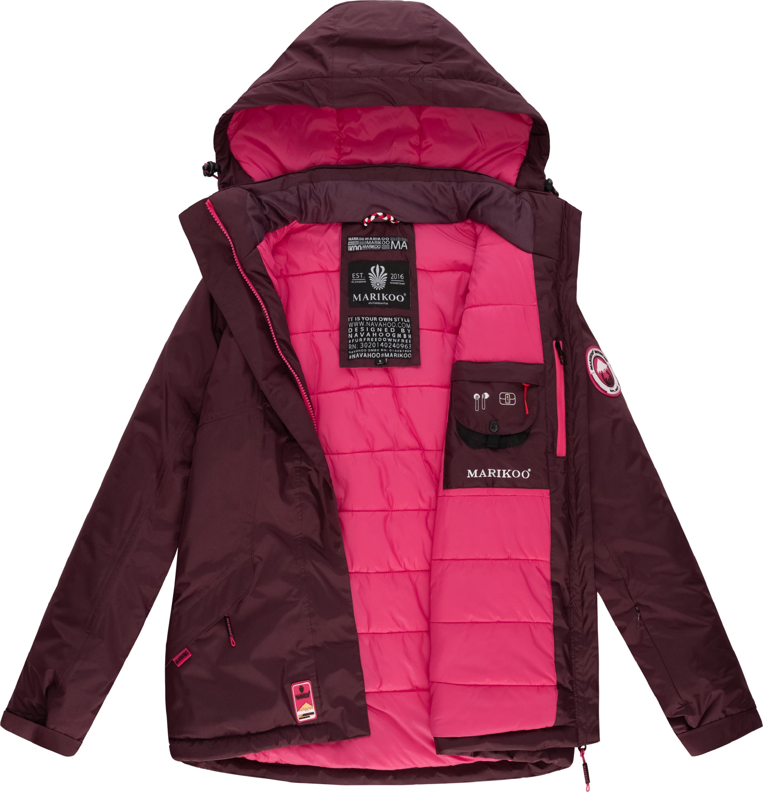 Lange Winterjacke mit Kapuze "Rabeaa" Wine