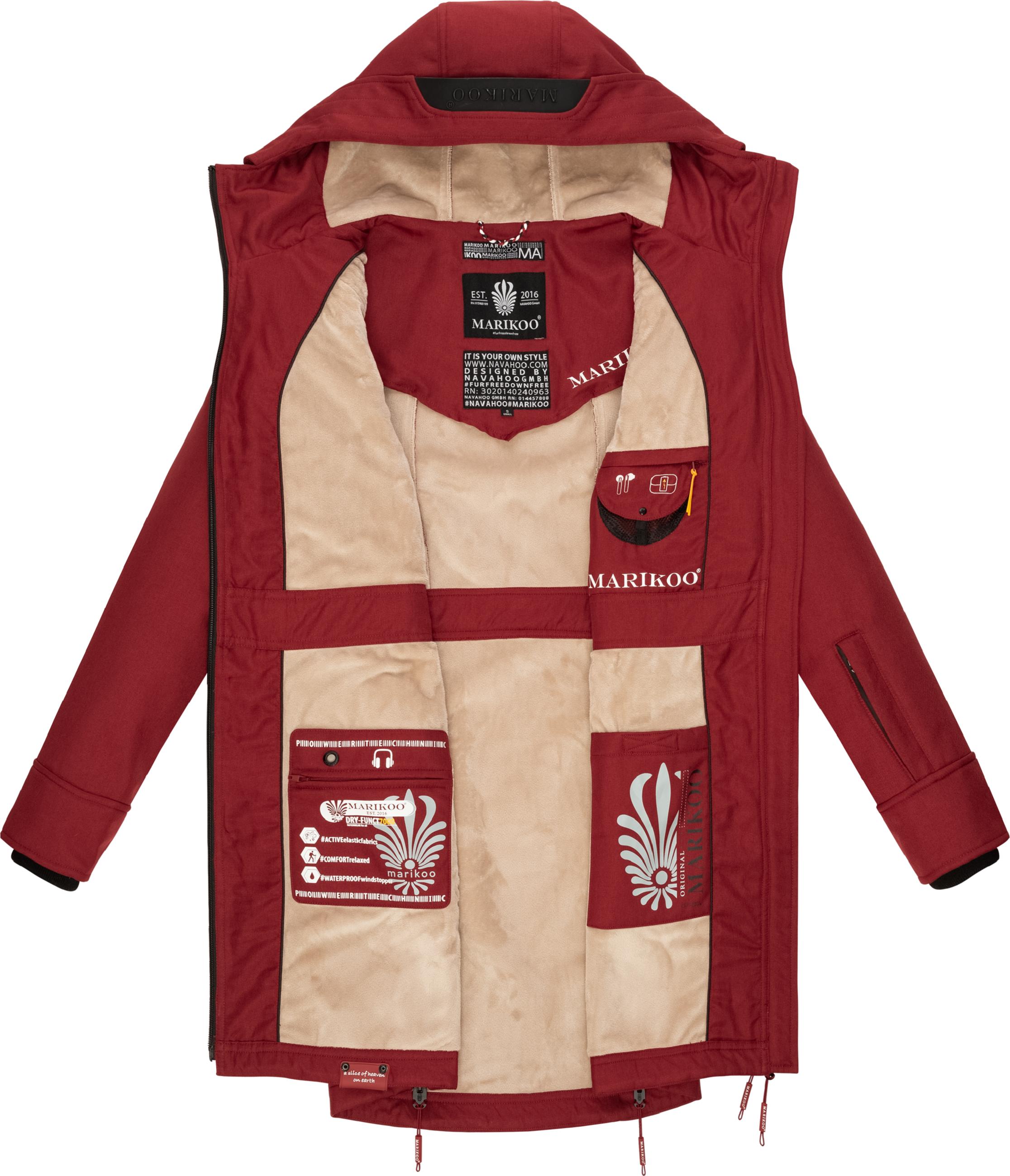 Langer Softshell-Mantel mit Kapuze "Racquellee" Blood Red