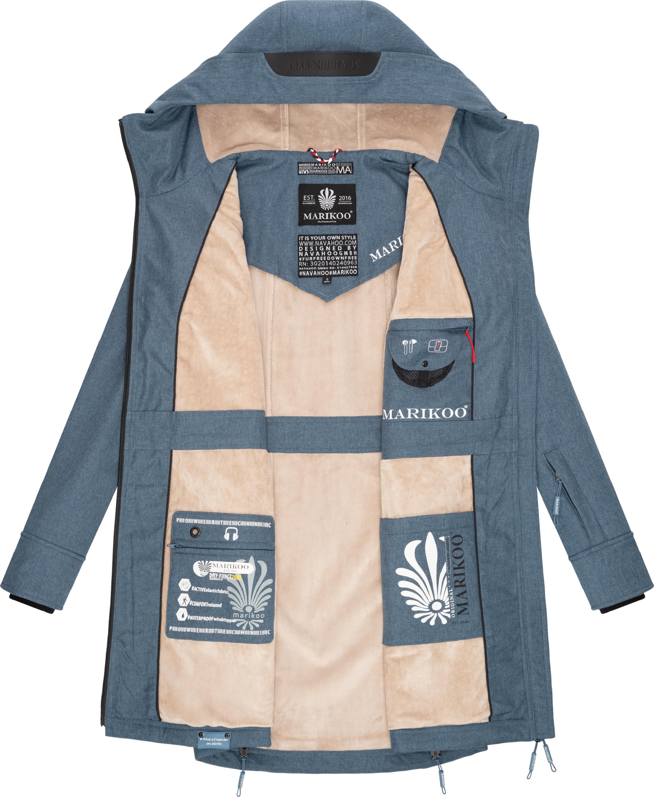 Langer Softshell-Mantel mit Kapuze "Racquellee" Dusty Blue