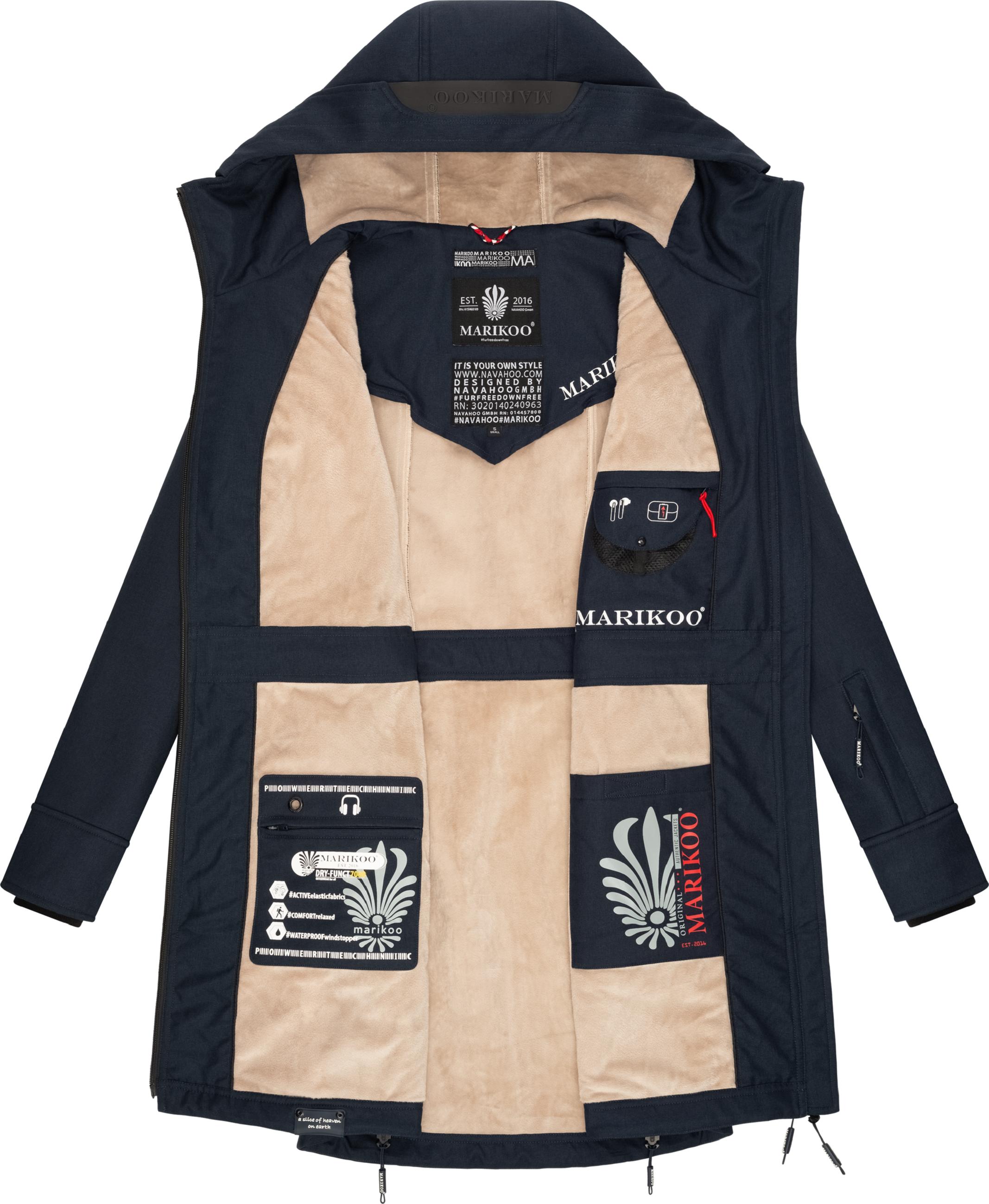 Langer Softshell-Mantel mit Kapuze "Racquellee" Navy