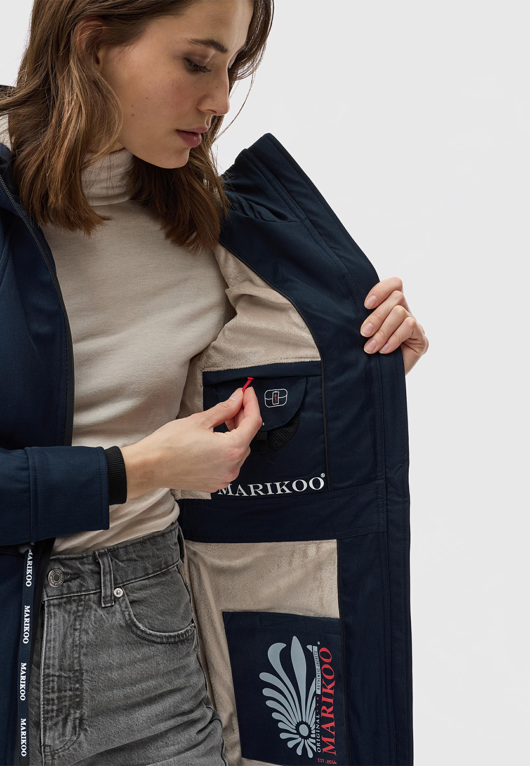 Langer Softshell-Mantel mit Kapuze "Racquellee" Navy