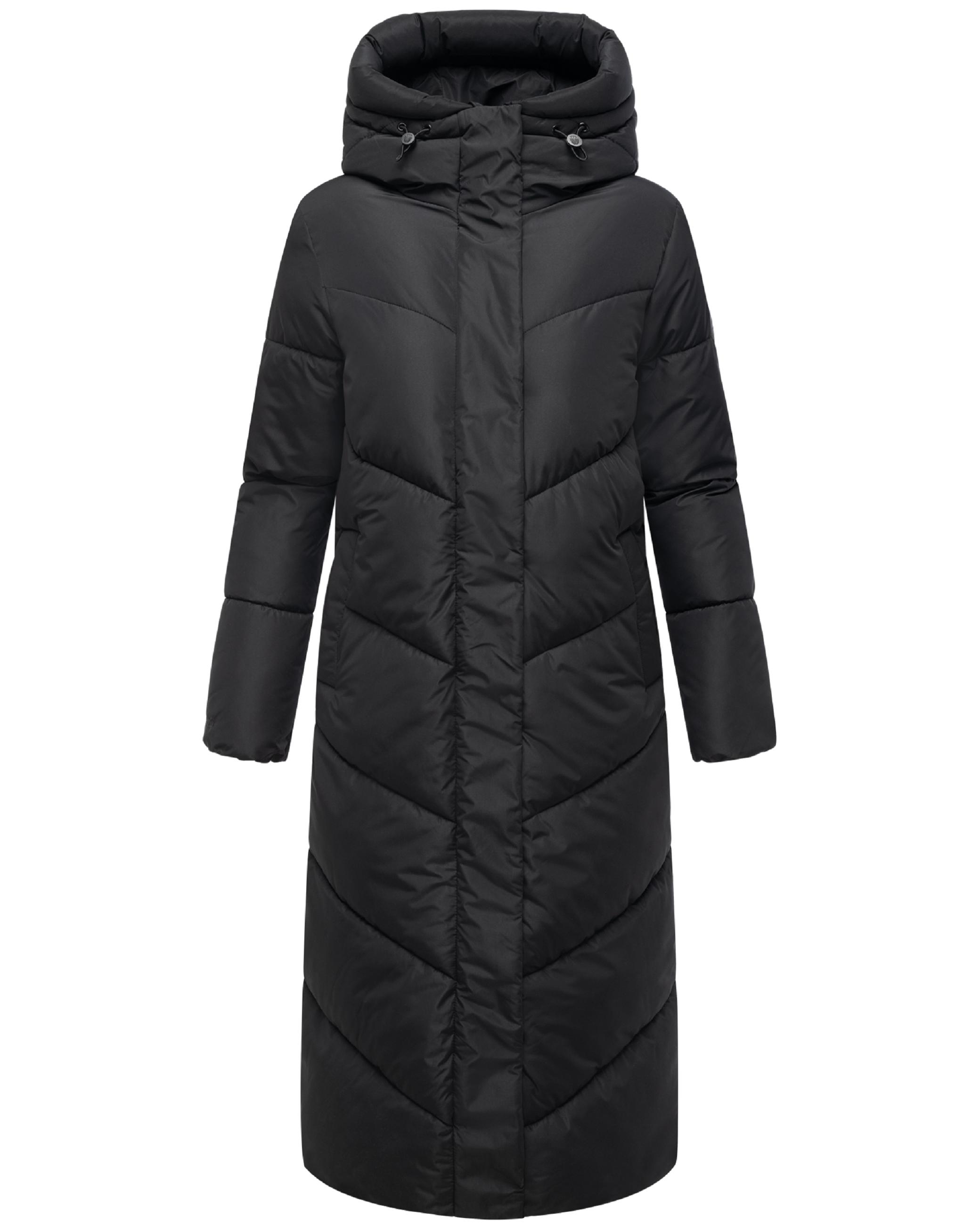 Extralanger Winter Steppmantel mit Kapuze "Ranjaa XVI" Black