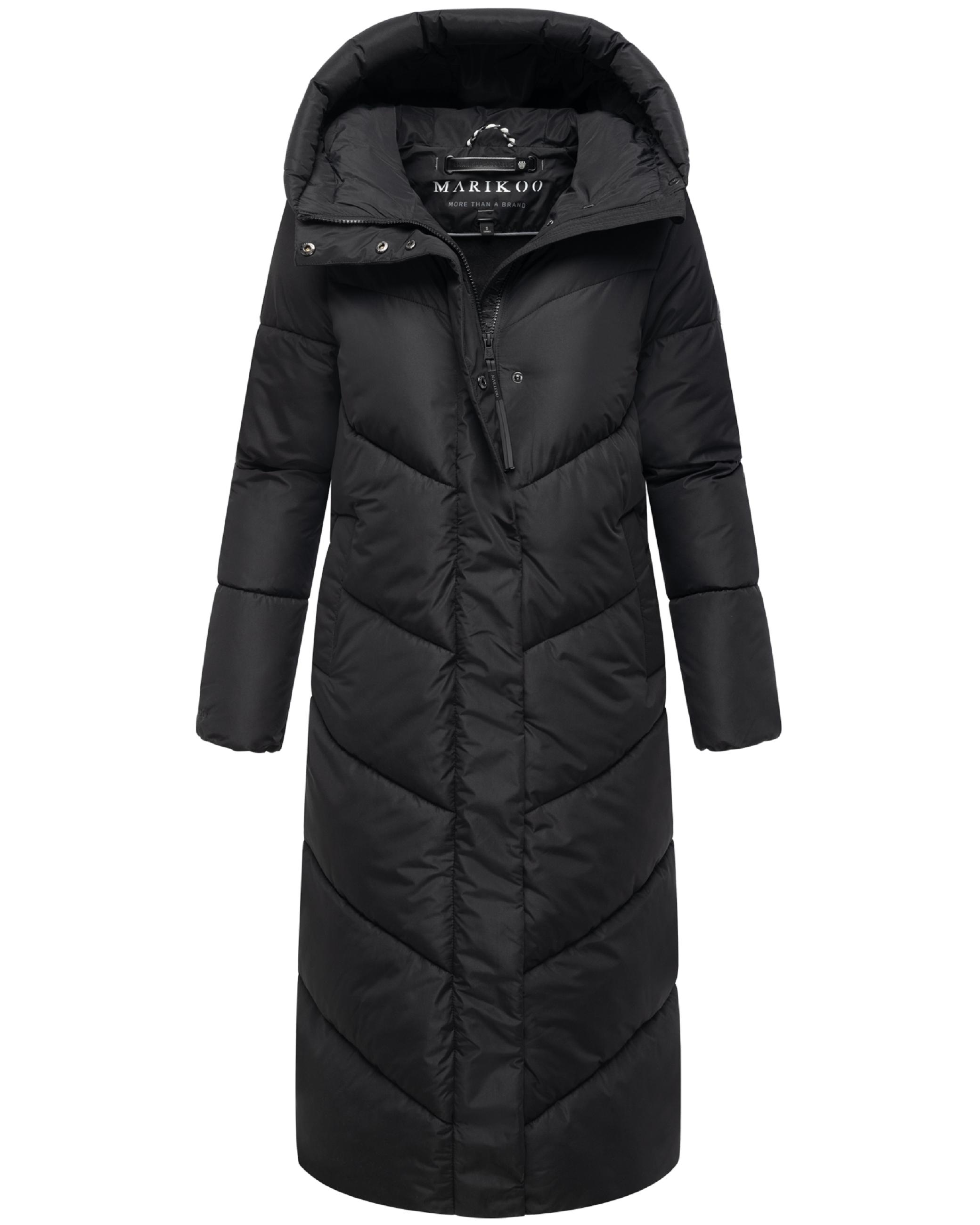 Extralanger Winter Steppmantel mit Kapuze "Ranjaa XVI" Black