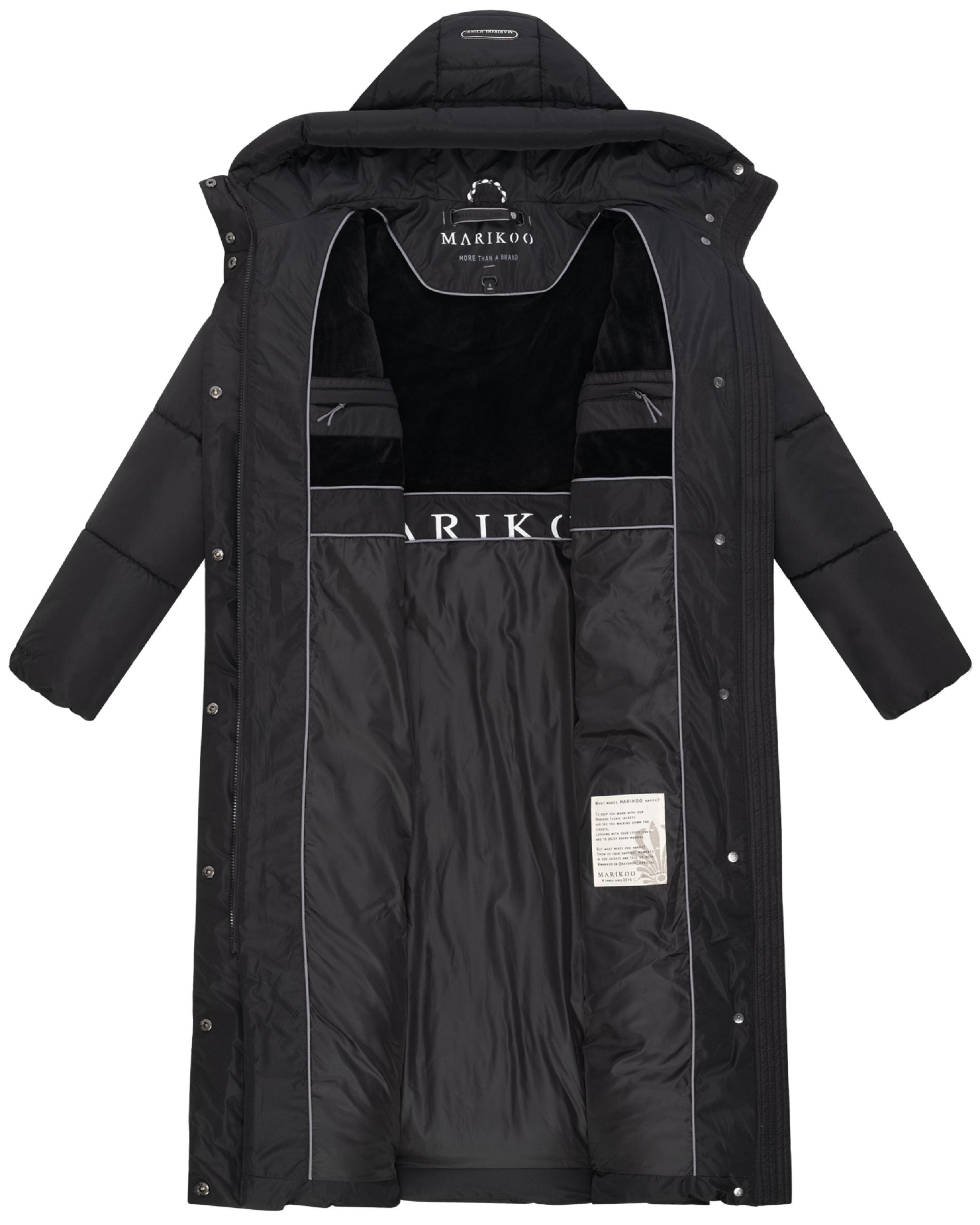 Extralanger Winter Steppmantel mit Kapuze "Ranjaa XVI" Black