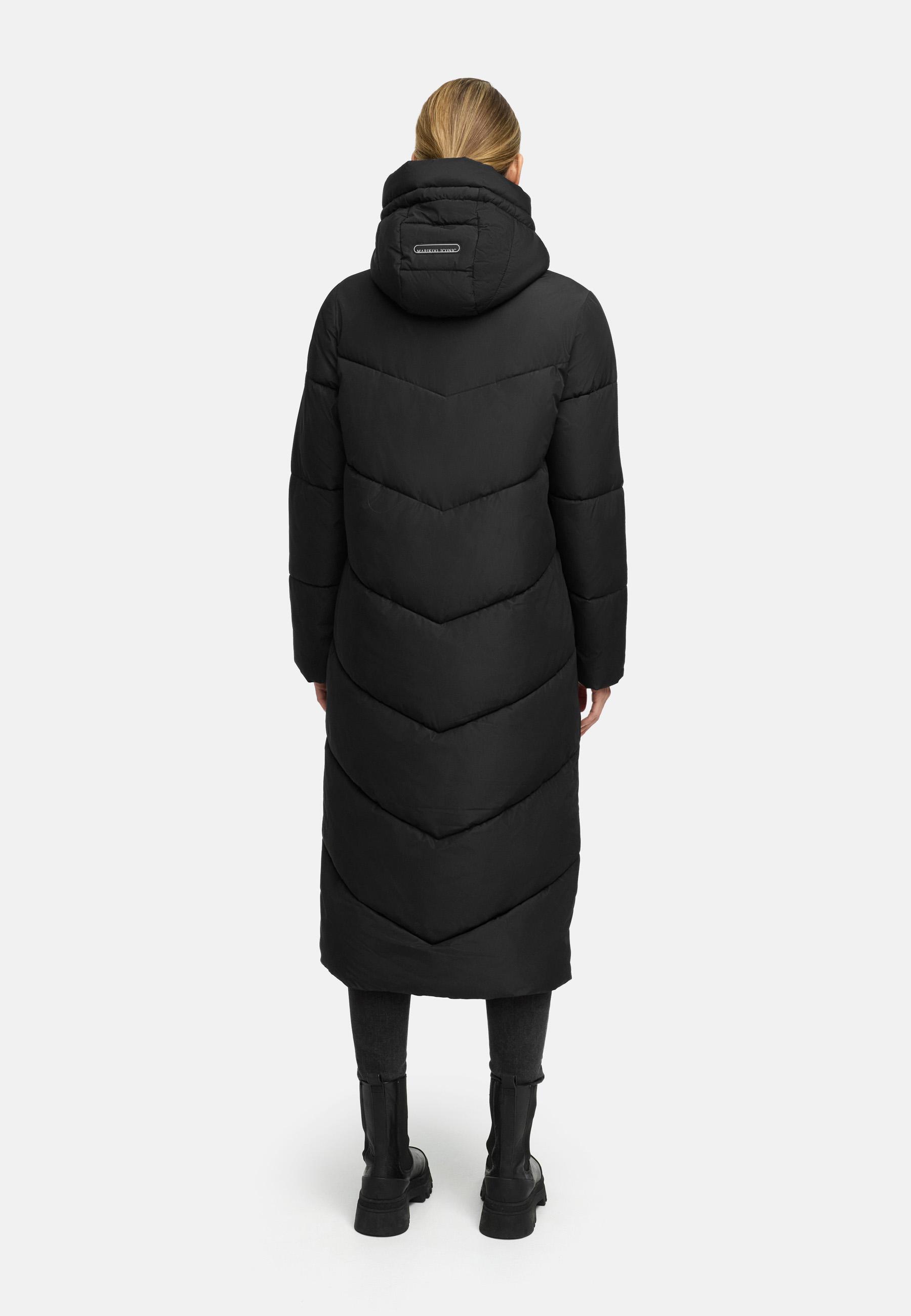 Extralanger Winter Steppmantel mit Kapuze "Ranjaa XVI" Black