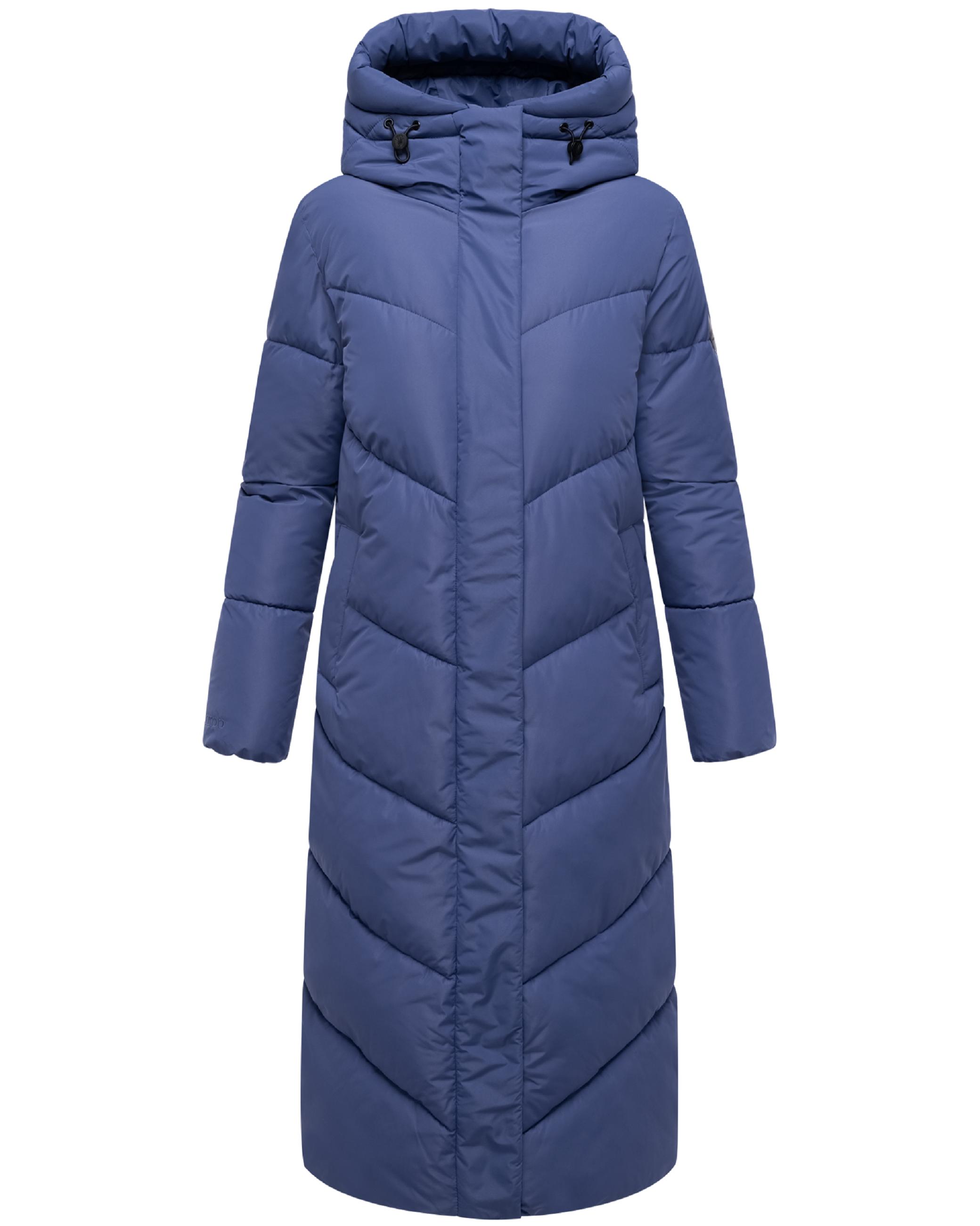 Extralanger Winter Steppmantel mit Kapuze "Ranjaa XVI" Blue Violet