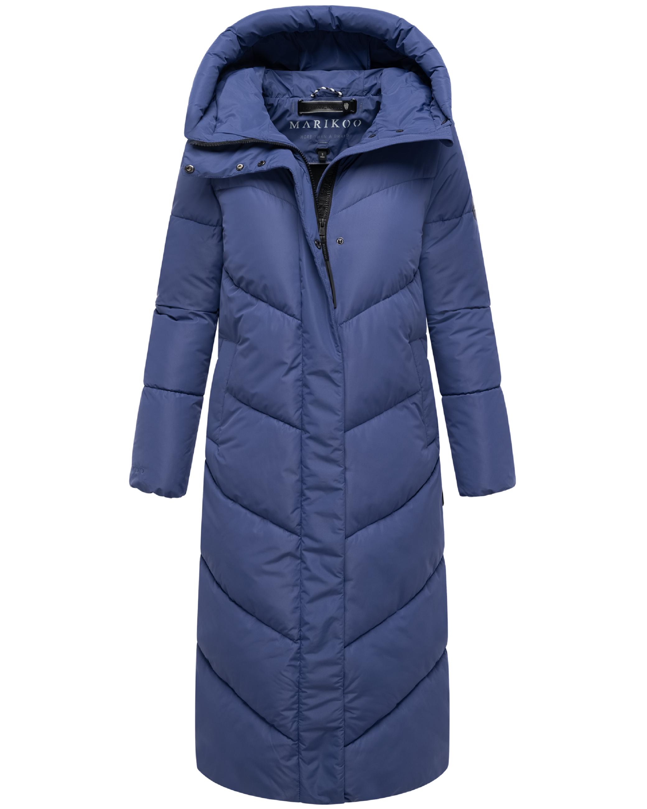 Extralanger Winter Steppmantel mit Kapuze "Ranjaa XVI" Blue Violet