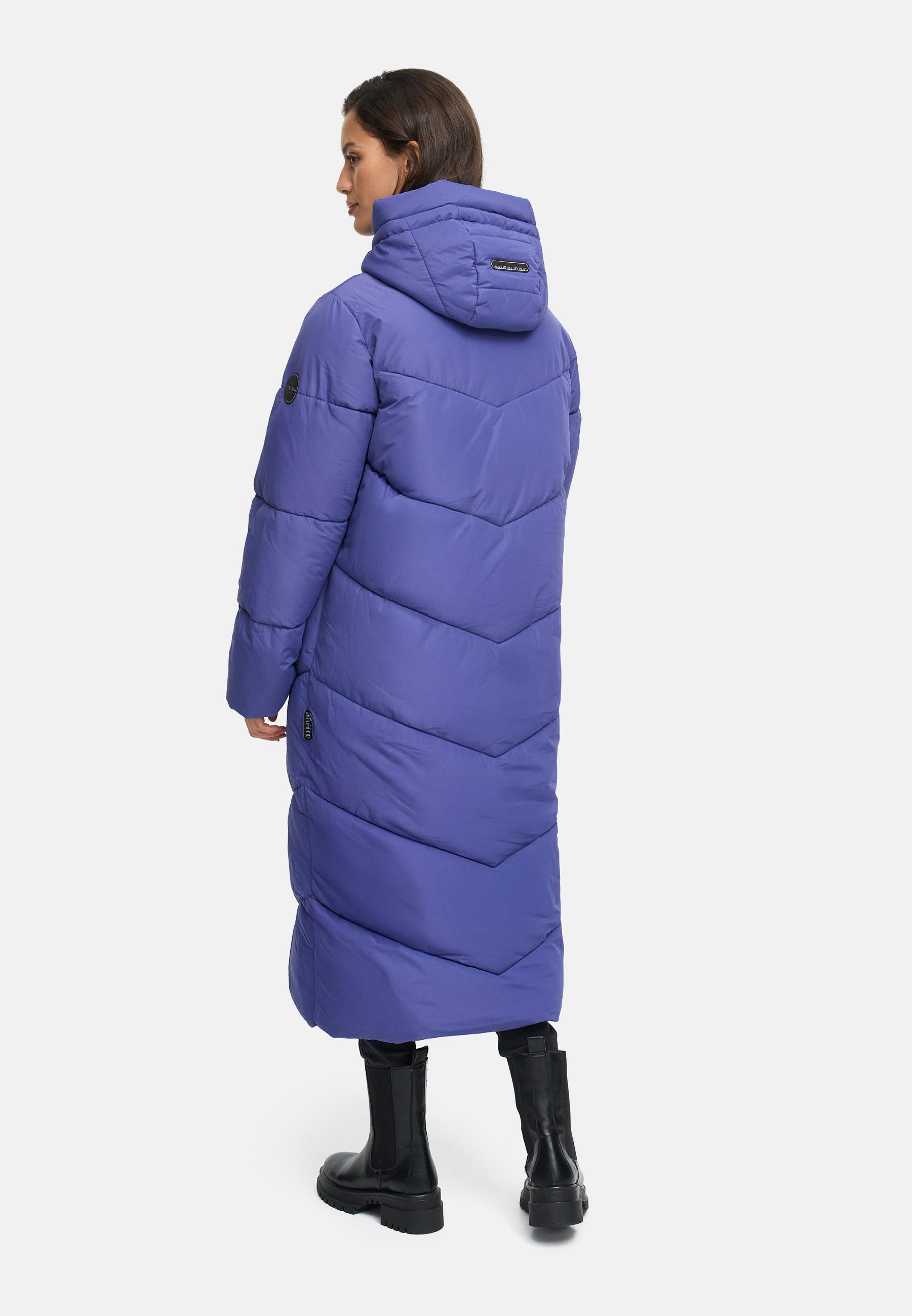 Extralanger Winter Steppmantel mit Kapuze "Ranjaa XVI" Blue Violet