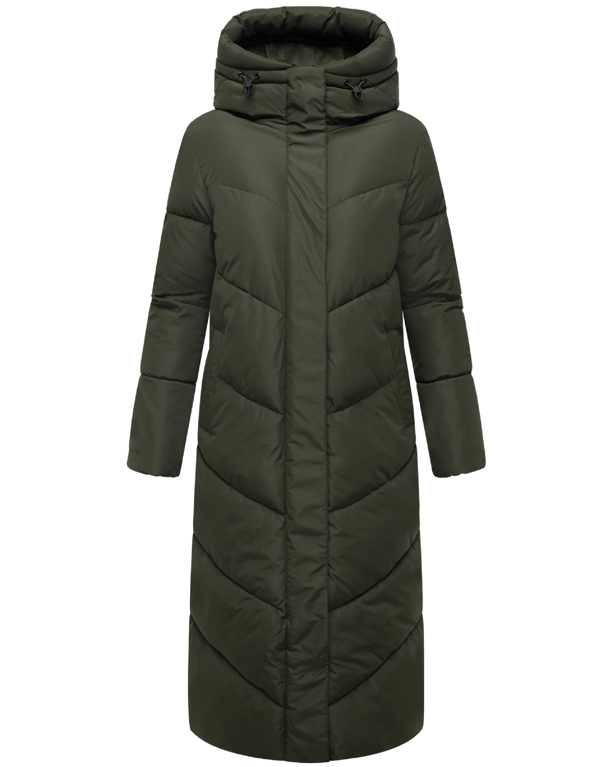 Extralanger Winter Steppmantel mit Kapuze "Ranjaa XVI" Dark Olive