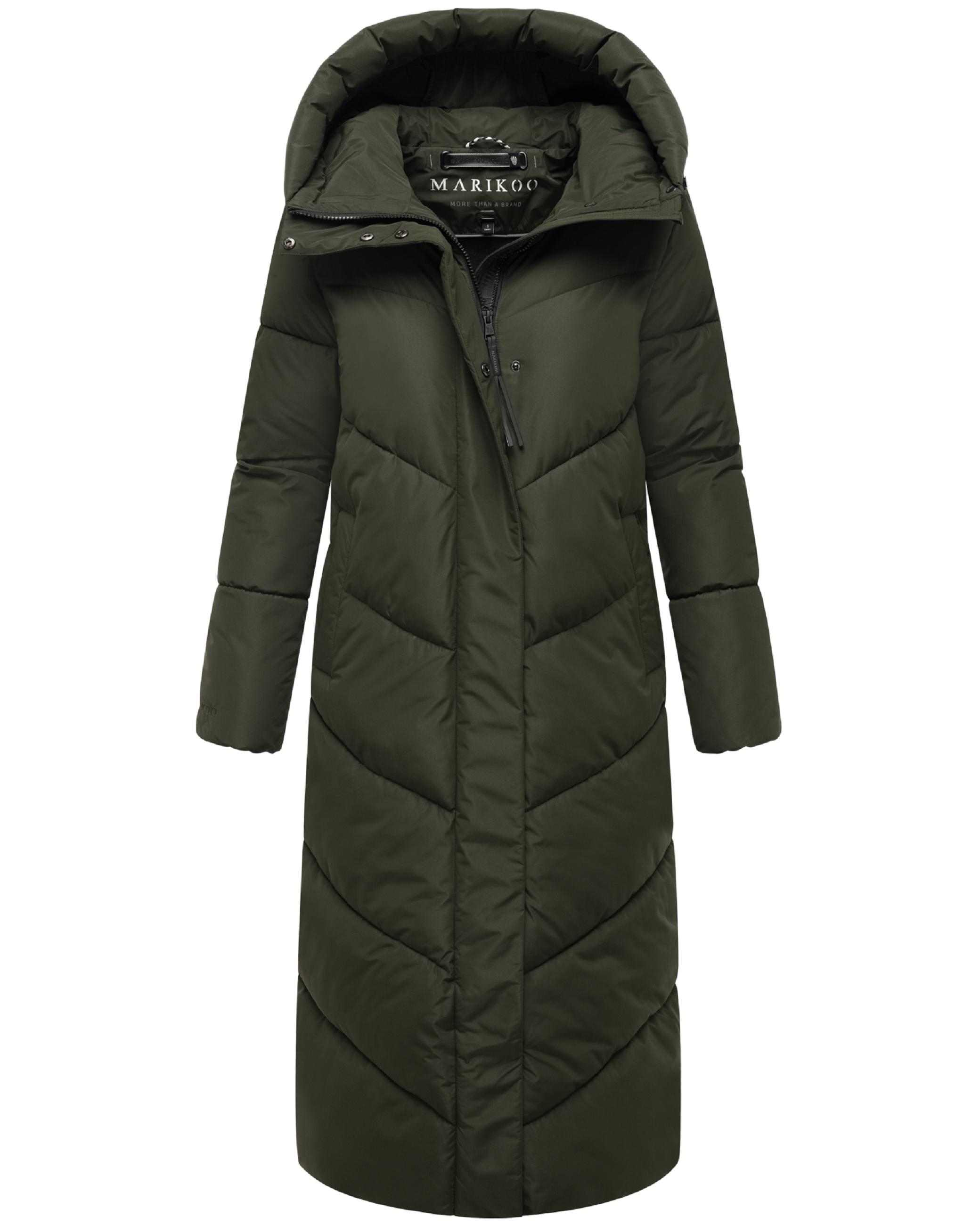 Extralanger Winter Steppmantel mit Kapuze "Ranjaa XVI" Dark Olive
