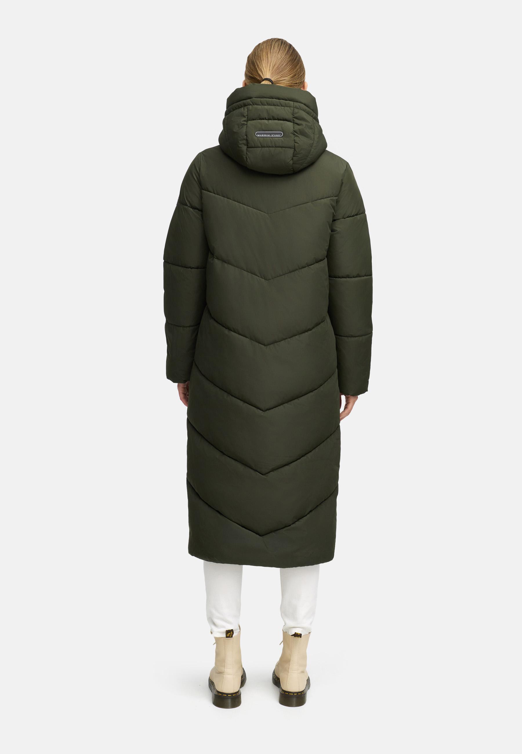 Extralanger Winter Steppmantel mit Kapuze "Ranjaa XVI" Dark Olive