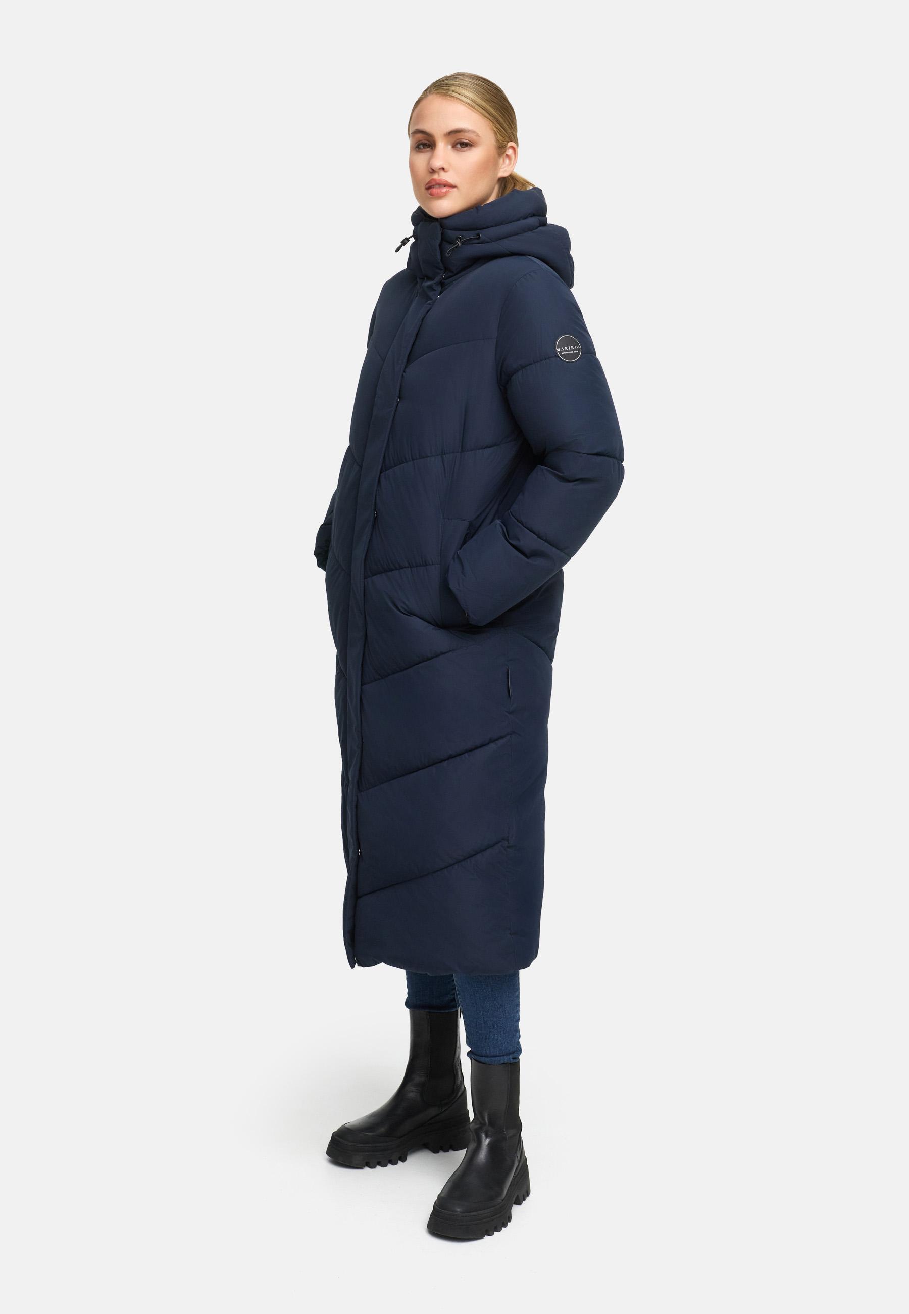 Extralanger Winter Steppmantel mit Kapuze "Ranjaa XVI" Navy