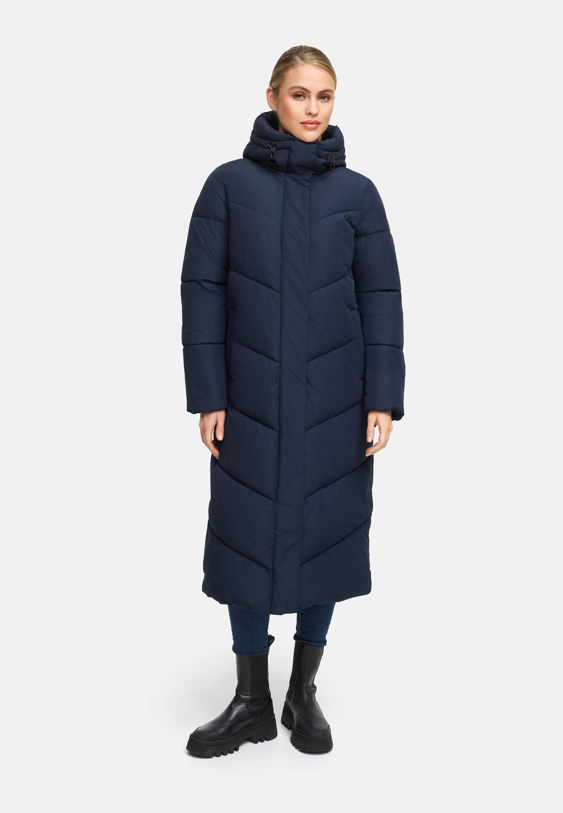 Extralanger Winter Steppmantel mit Kapuze "Ranjaa XVI" Navy
