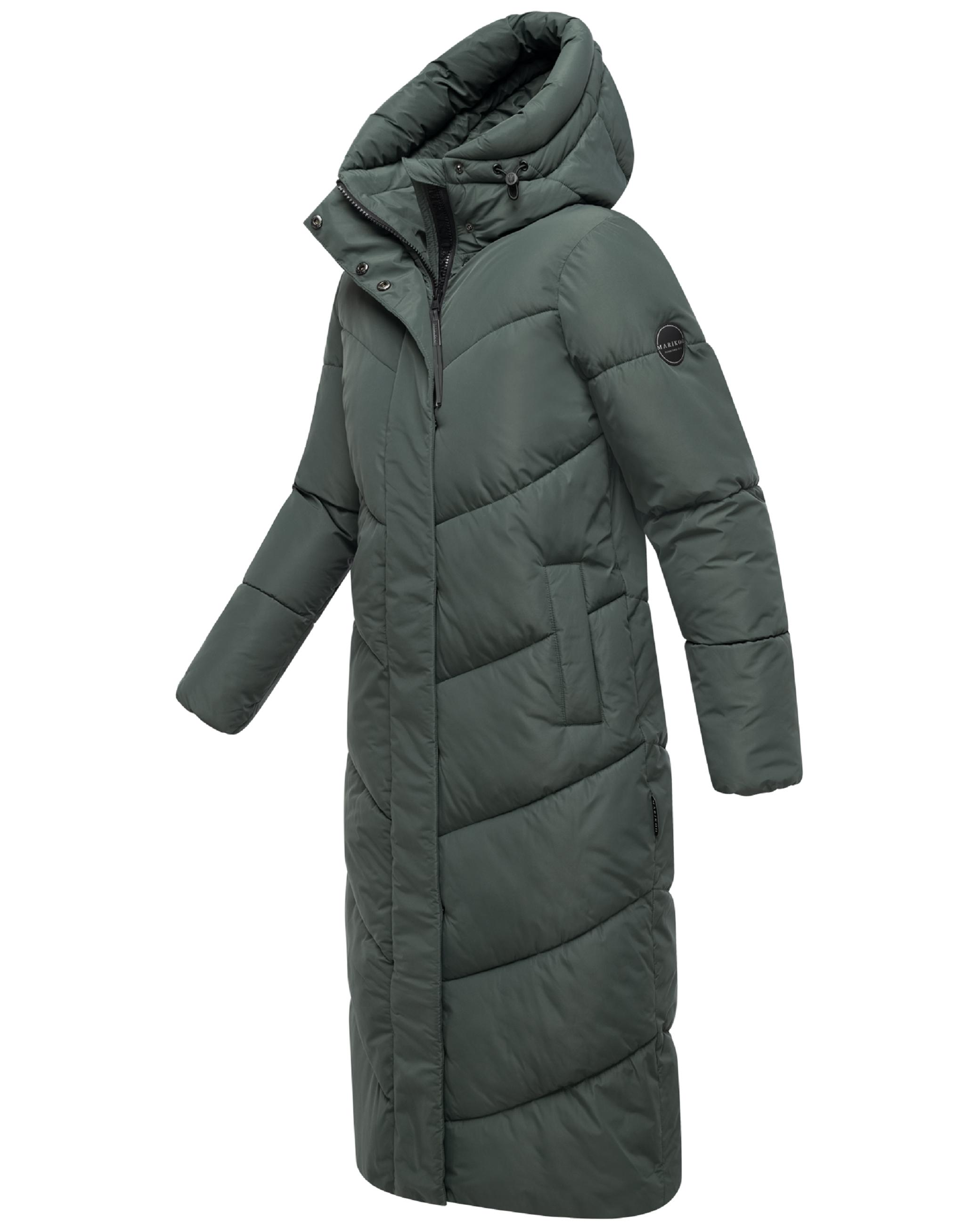 Extralanger Winter Steppmantel mit Kapuze "Ranjaa XVI" Stone Green