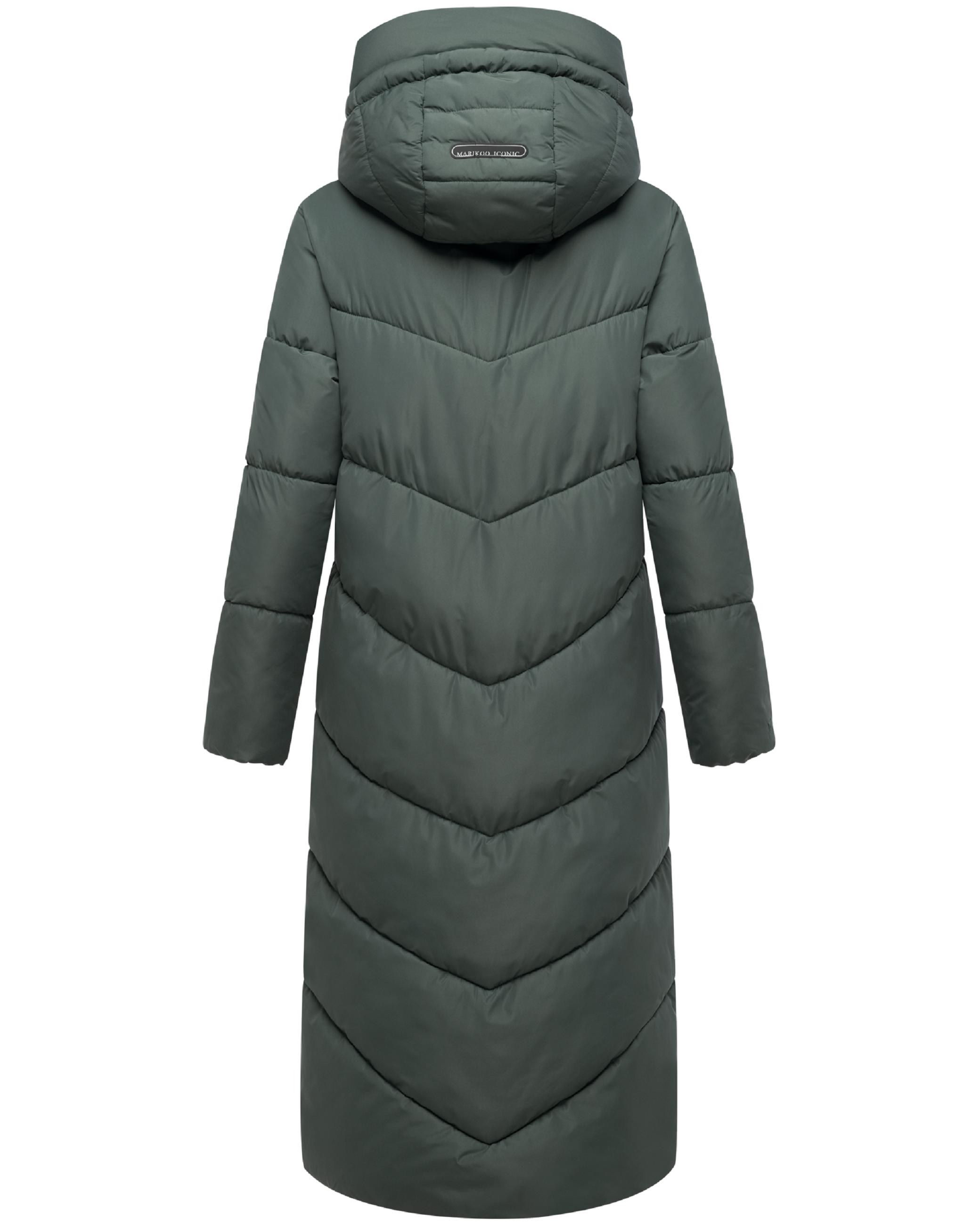 Extralanger Winter Steppmantel mit Kapuze "Ranjaa XVI" Stone Green