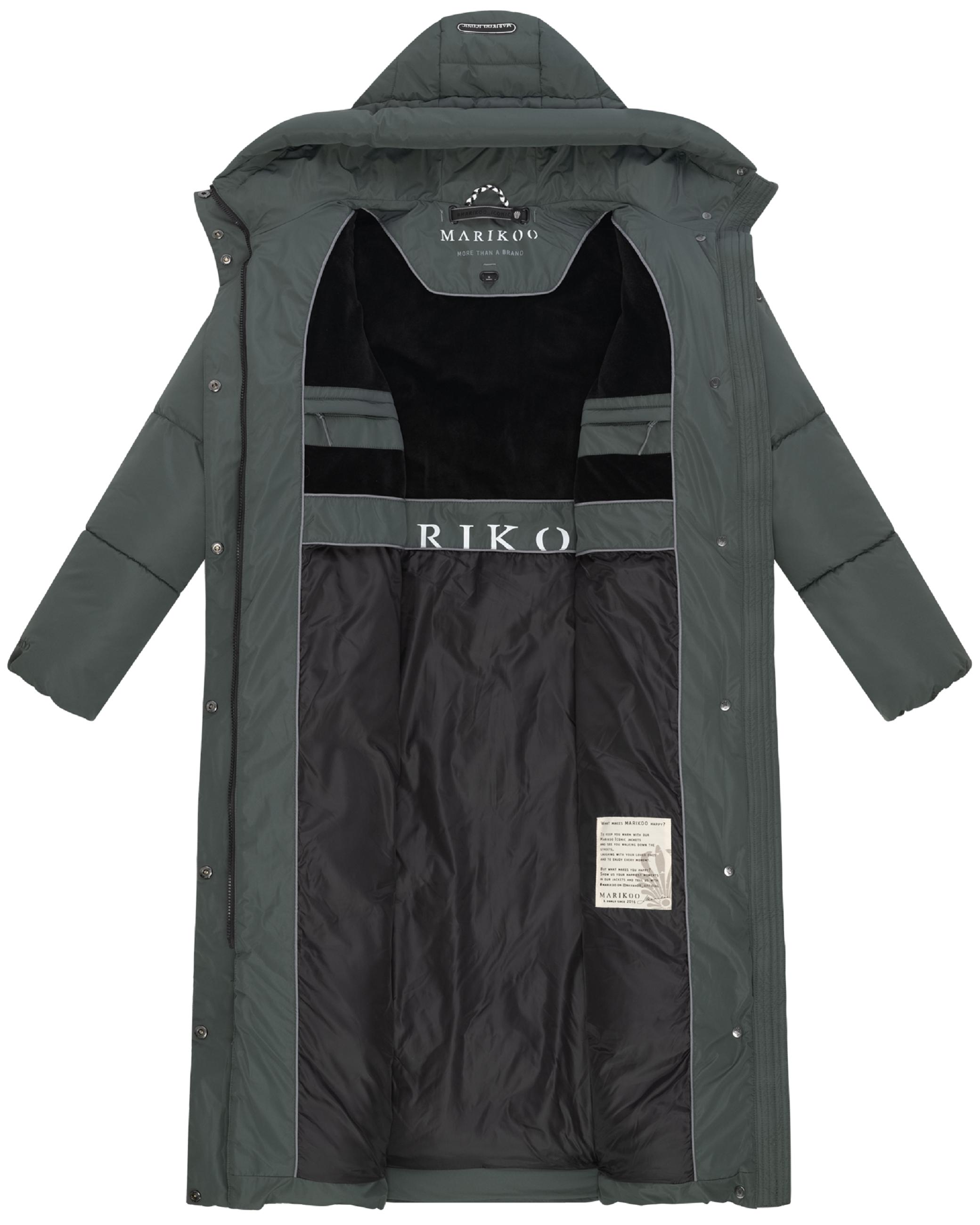 Extralanger Winter Steppmantel mit Kapuze "Ranjaa XVI" Stone Green