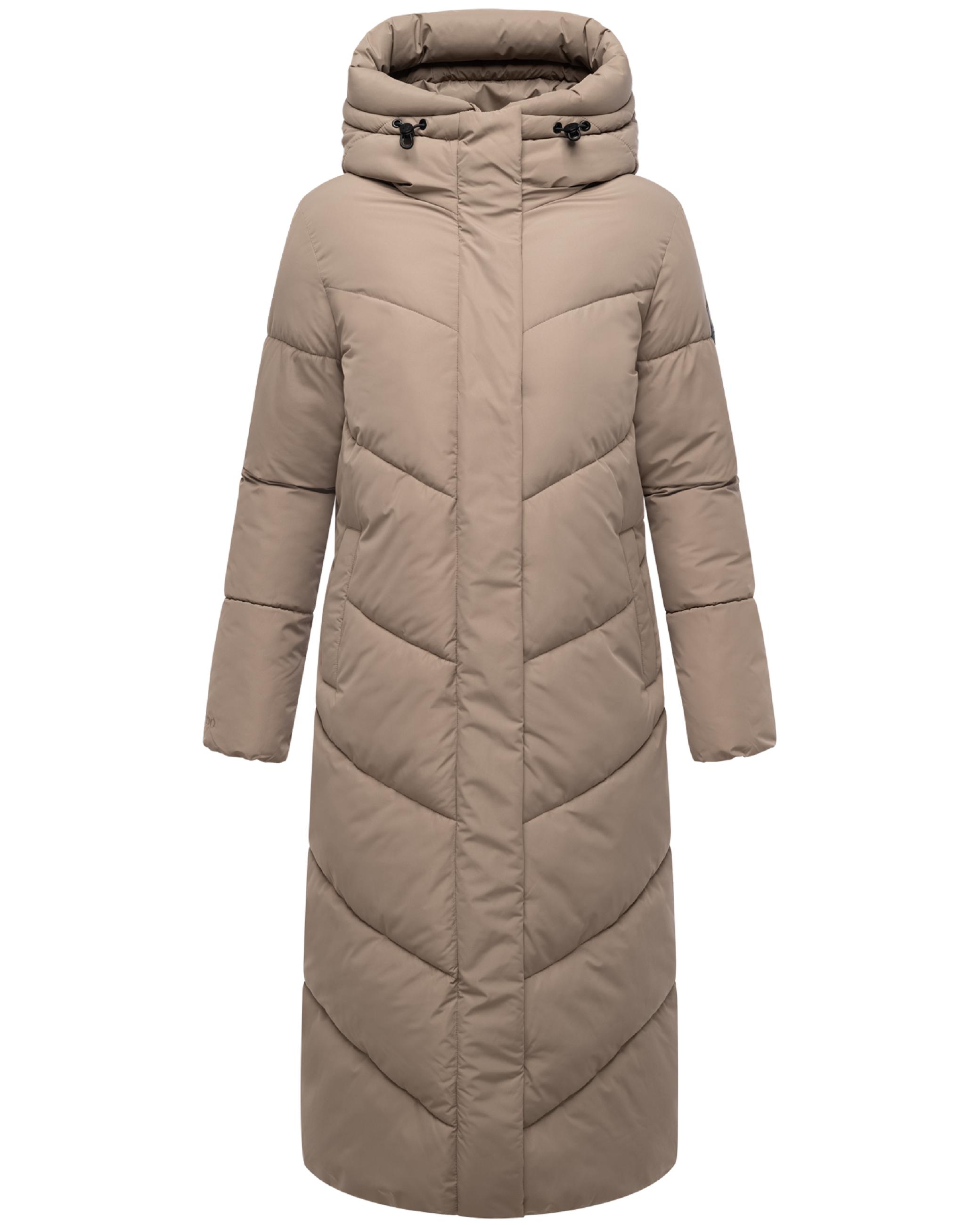 Extralanger Winter Steppmantel mit Kapuze "Ranjaa XVI" Taupe Grey