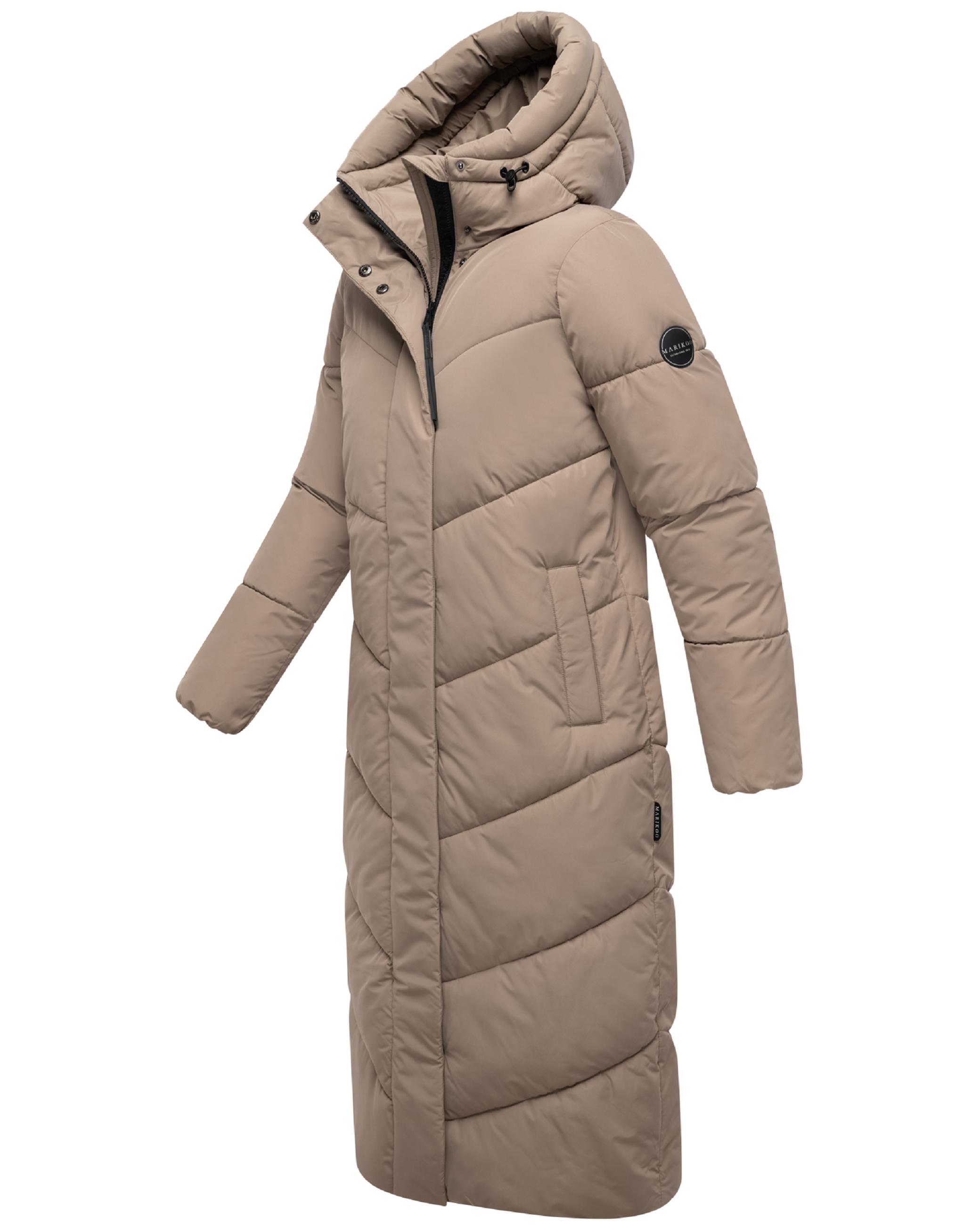Extralanger Winter Steppmantel mit Kapuze "Ranjaa XVI" Taupe Grey